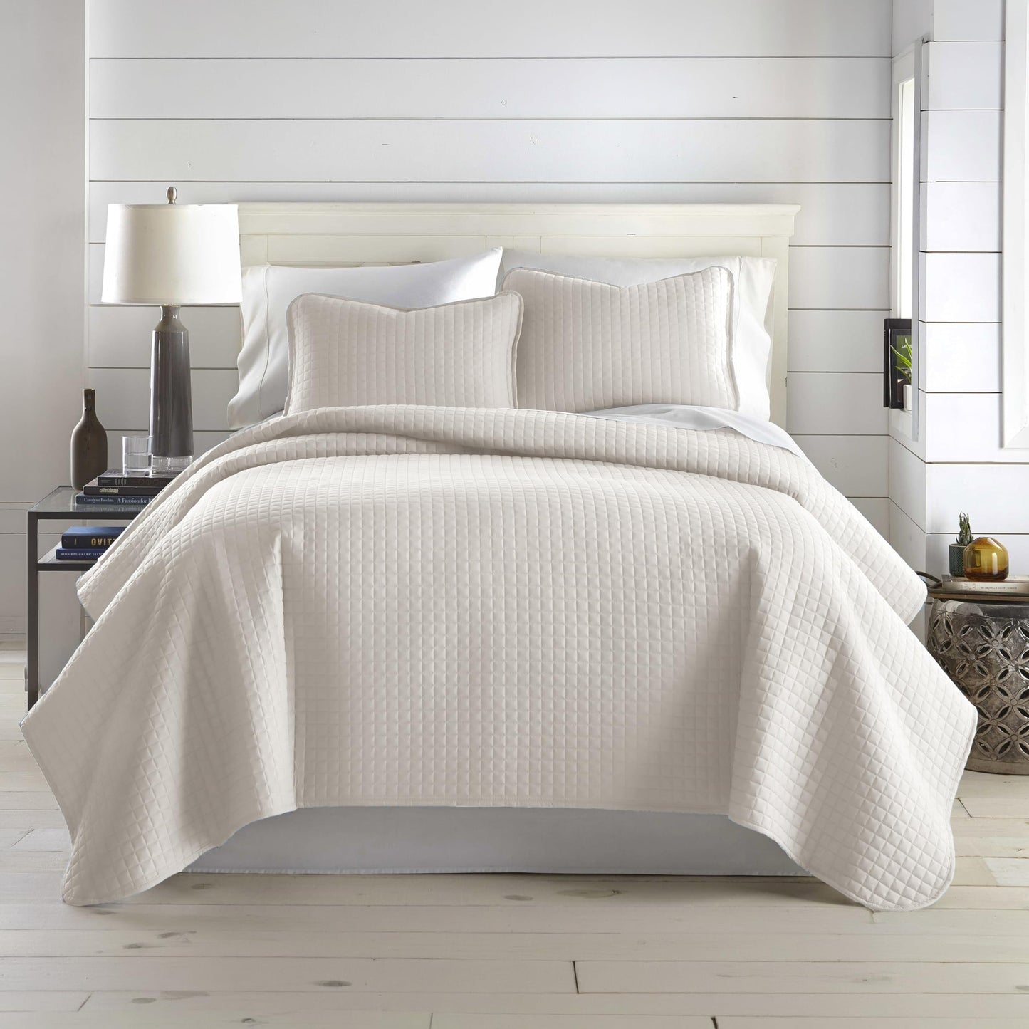 Southshore Fine Living, Inc. Full/Queen Quilt Bedding Set, Microfiber Quilts Queen Size, Coverlet, Stain & Pet Hair Resistant Bedding, Full Size Bedspread with 2 Pillow Shams, Natural Beige