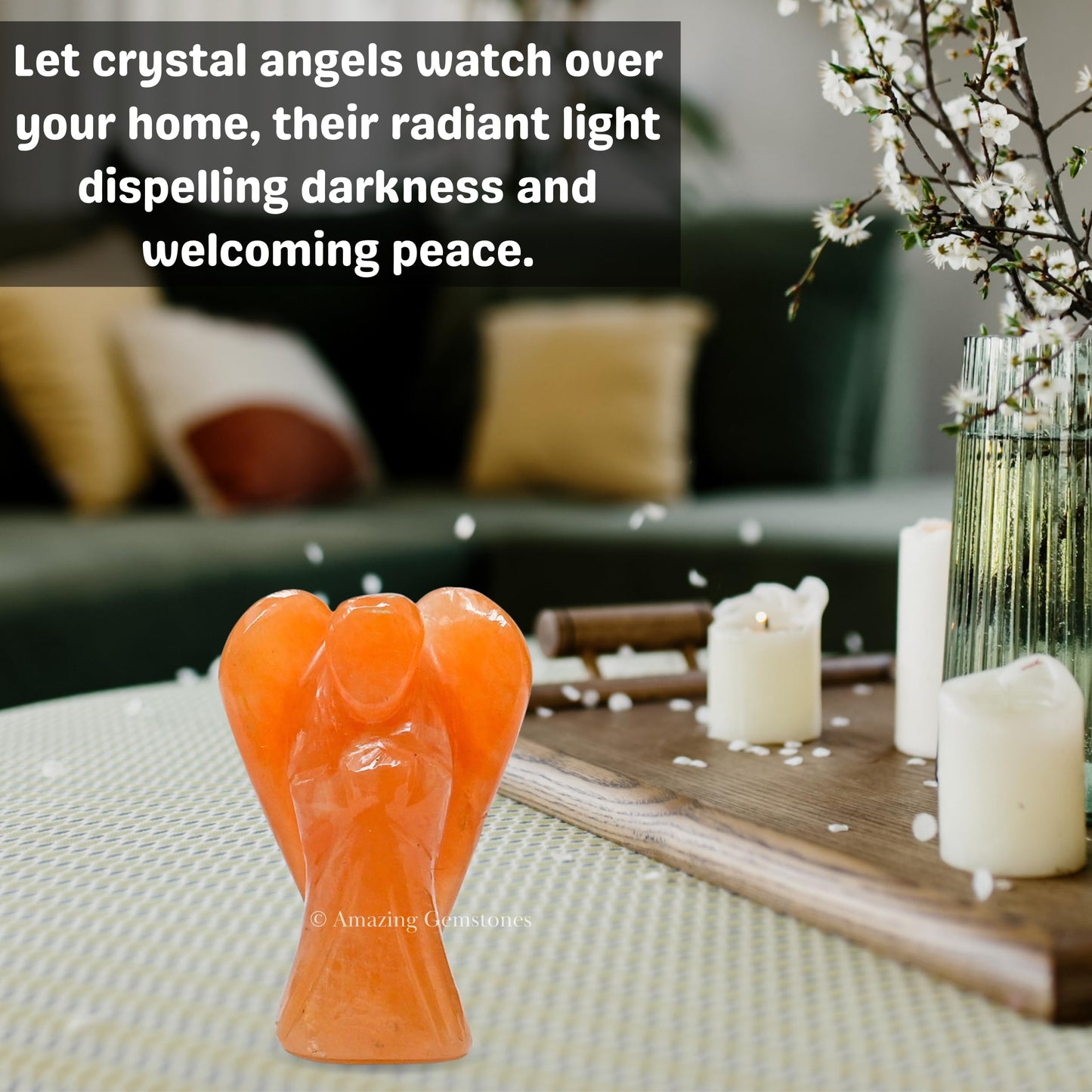 Amazing Gemstone Red Aventurine Angel - Red Aventurine Crystal Angel and Pocket Guardian Angel Crystal Figurines (1.5 inches)