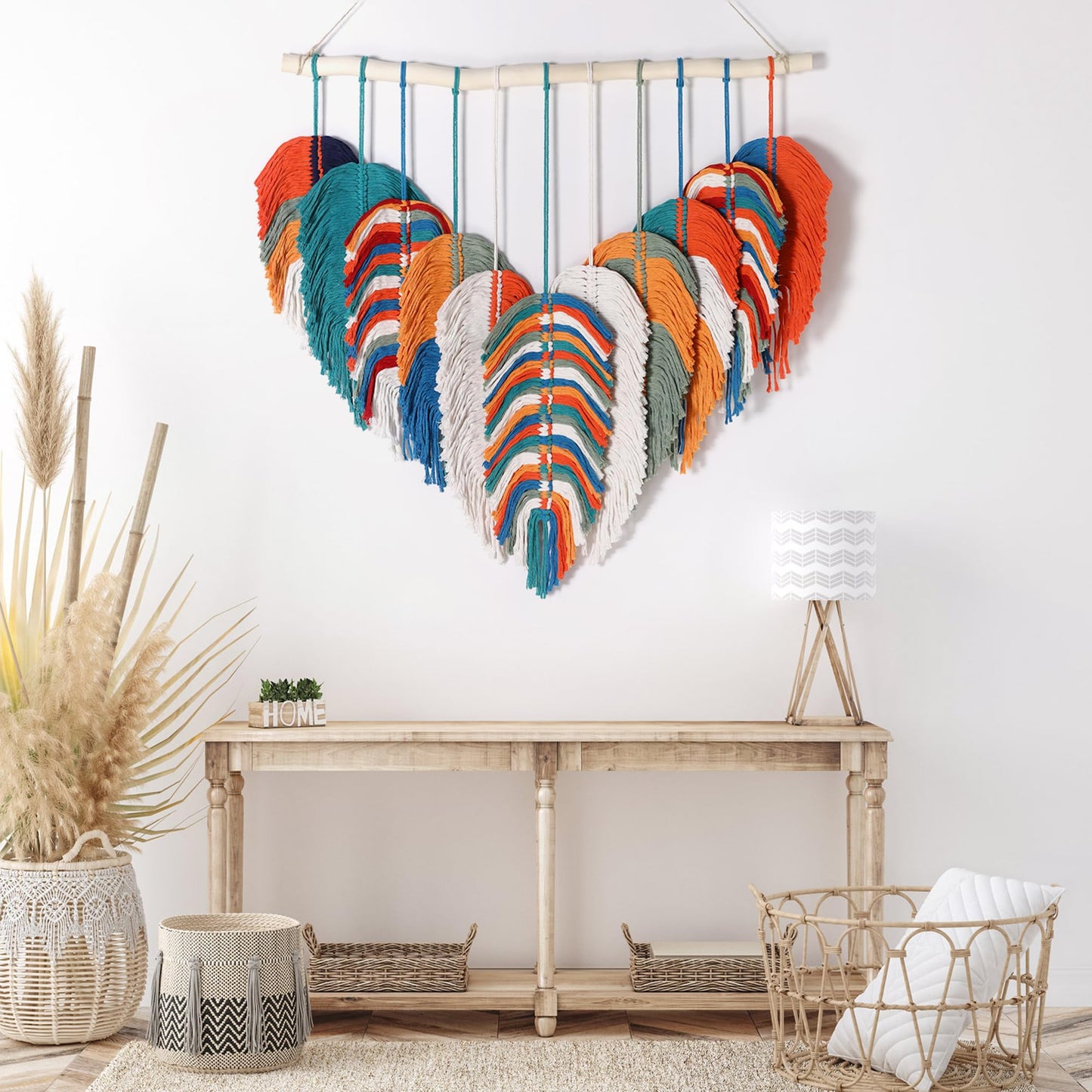 Amestrina Boho Tapestry for Bedroom, Boho Wall Decor for Bedroom, Large Wall Art for Living Room, Macrame Wall Hanging，Wall Tapestry for Living Room (Orange)