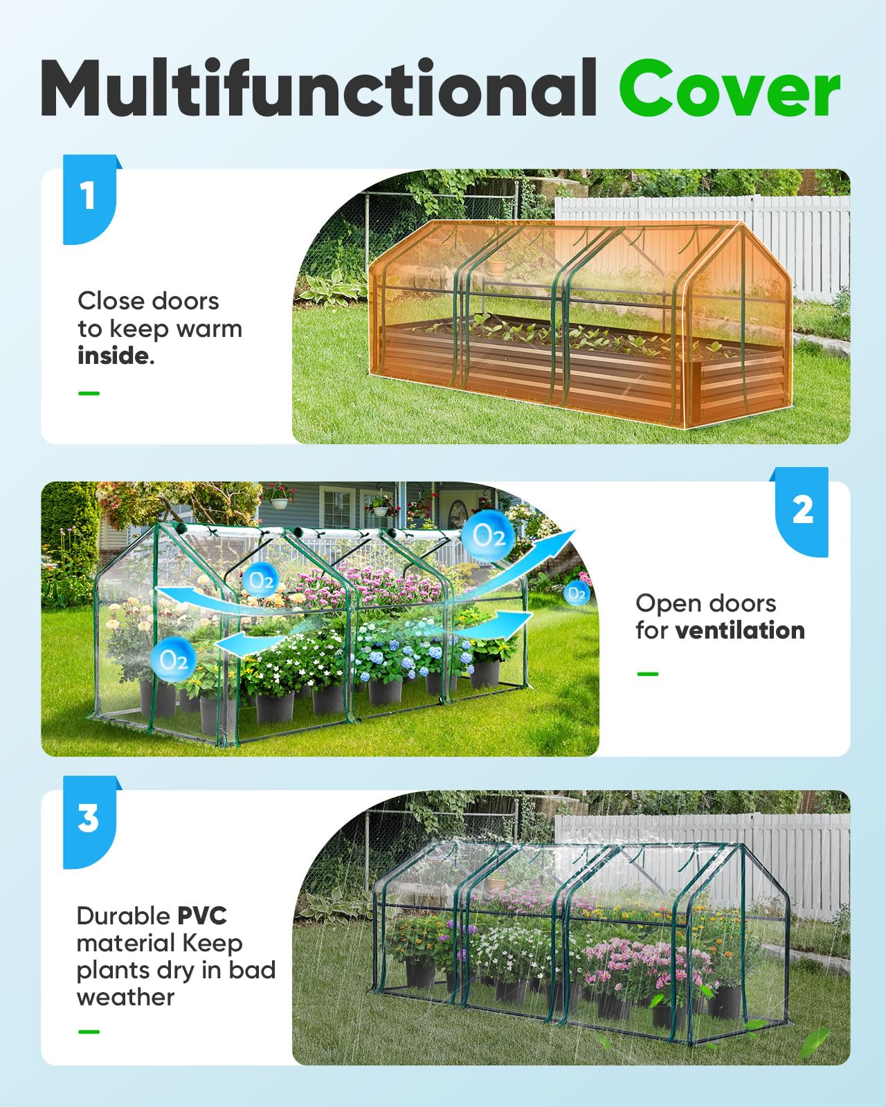 Quictent Mini Greenhouse, Portable Quick-Setup Small Tabletop Waterproof UV Protected PVC Cover Shelter for Outdoors/Indoors W/ Raised Base for Garden Plant Seed Starting, 8 Stake, 95"x36"x36", Clear