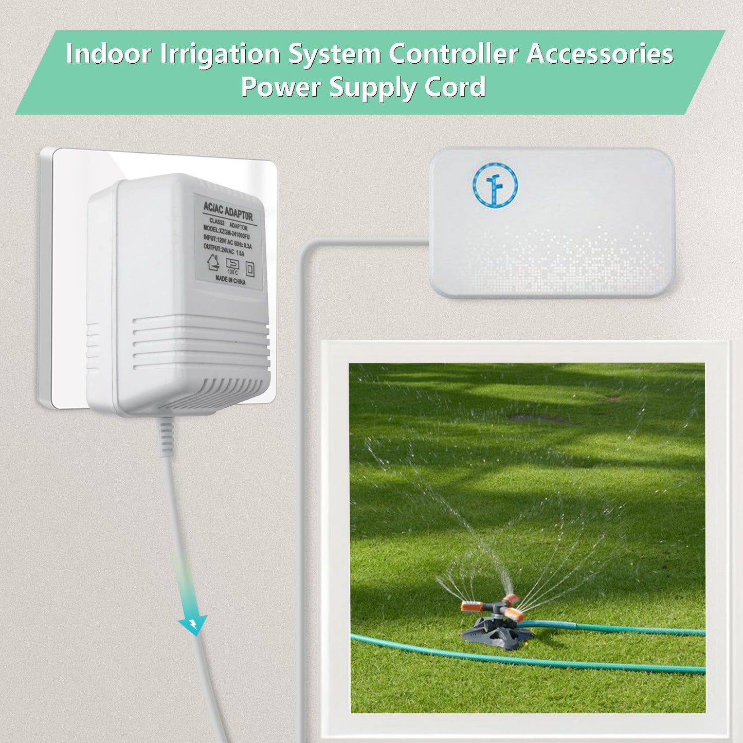 24VAC 1A Adapter Compatible with Rachio Smart Sprinkler Controller, Indoor Irrigation System Controller Accessories Power Supply Cord Charger