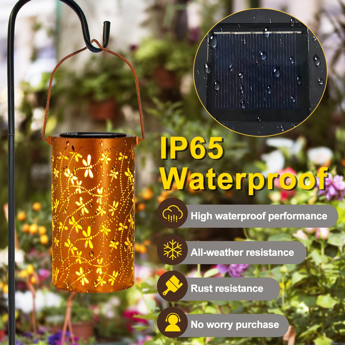 DIBIEECN Mothers Day Gifts for Mom, Birthday Gifts Grandma Ladies Solar Lanterns Outdoor Hanging Hollowed-Out Metal Waterproof LED Garden Decor Outside for Patio Yard Porch, Dragonfly, 1 Pack