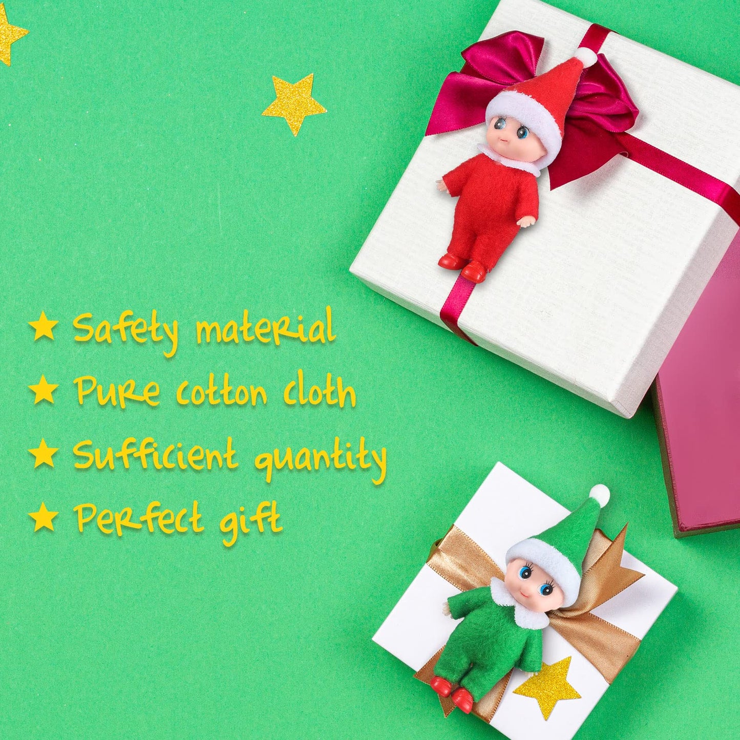 Soulchen Christmas Doll Toy Christmas Twin Boy and Girl Doll Xmas Miniature Accessories for Xmas Decoration (8 Pieces)