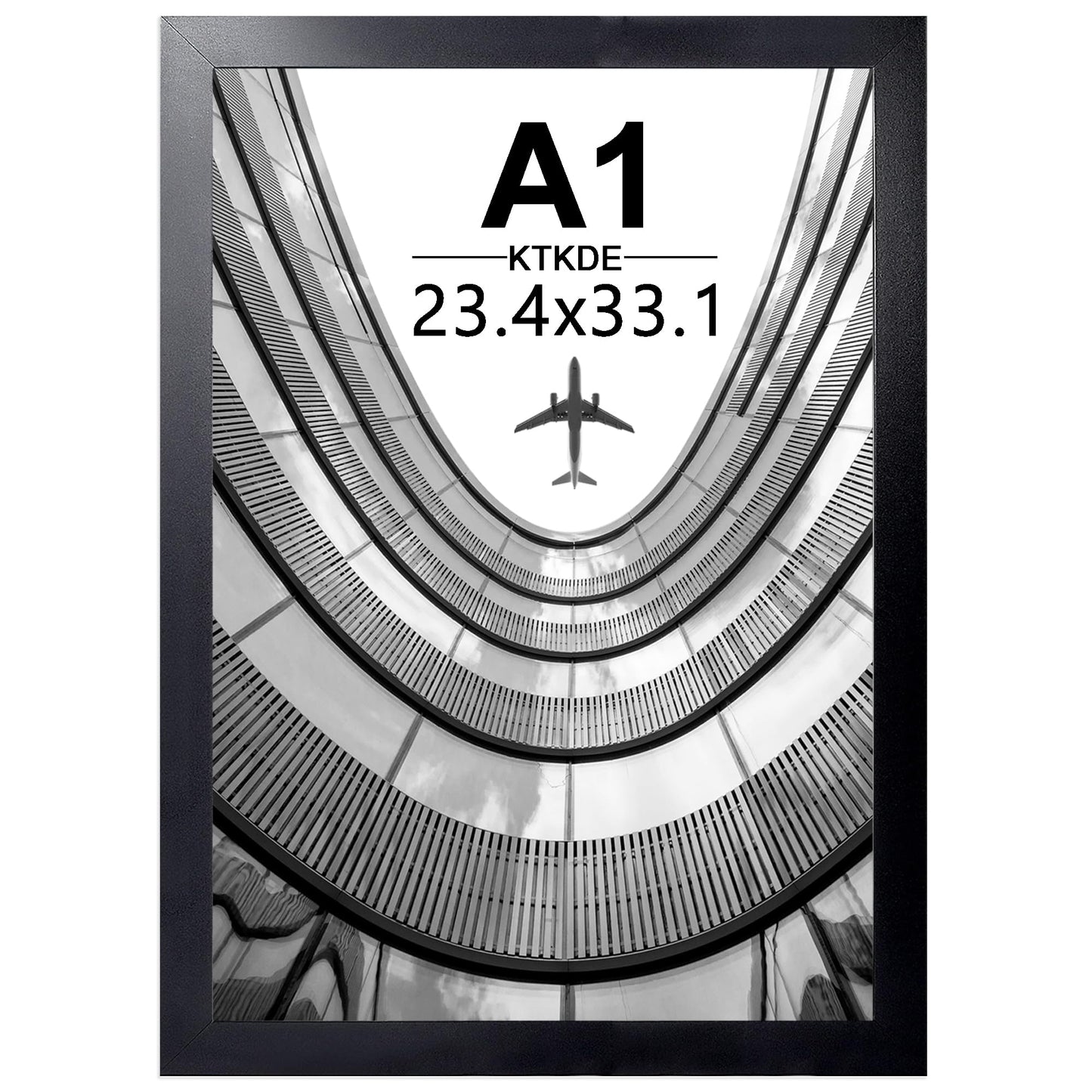 KTKDE A1 Picture Frame,23.4x33 Poster Frame Black Woodgrain, Vertical & Horizontal Wall Hanging Large picture frames for Photos, Posters & Art Prints