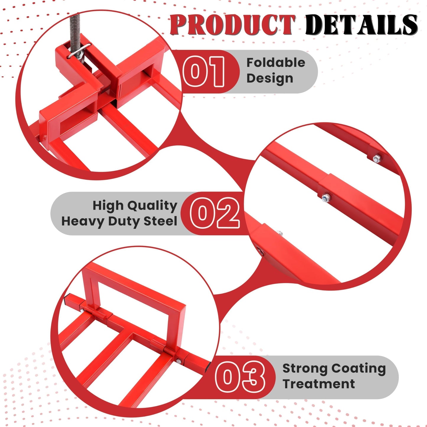 HECASA Lawn Mower Lift Jack 882lbs Universal Fit for Ride on Lawn Mowers & Garden Tractors Adjustable Telescopic Maintenance Jack Lifting Platform with Manual Handle Red Steel Powder Coated