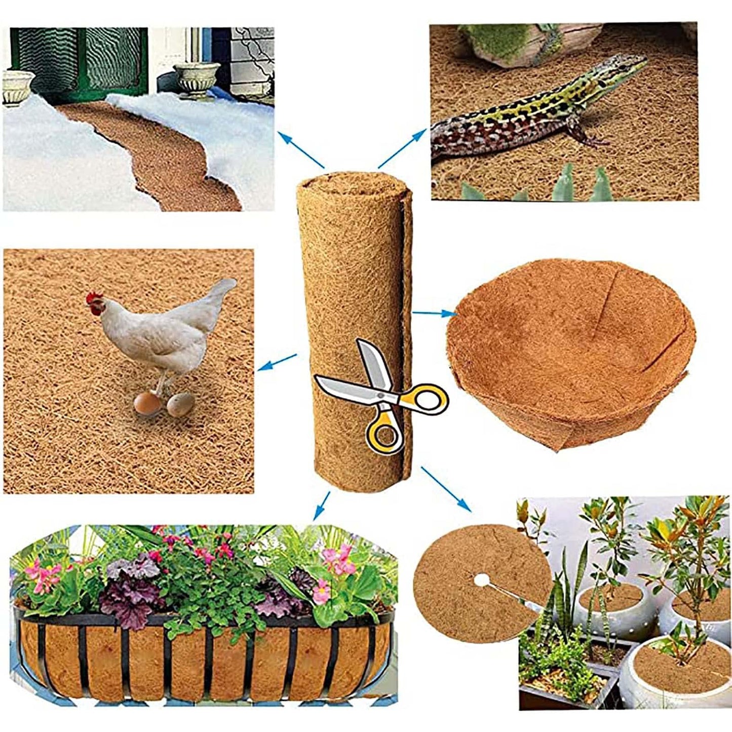 EIMQUVW 4 Rolls 16x40 Inch(40cm*100cm) Coconut Coir Liner Roll Coco Liner Roll Coconut No-Slip Ice and Snow Carpet Mats Natural Coir Fiber Liner Sheets Carpet Animal Pet Pad