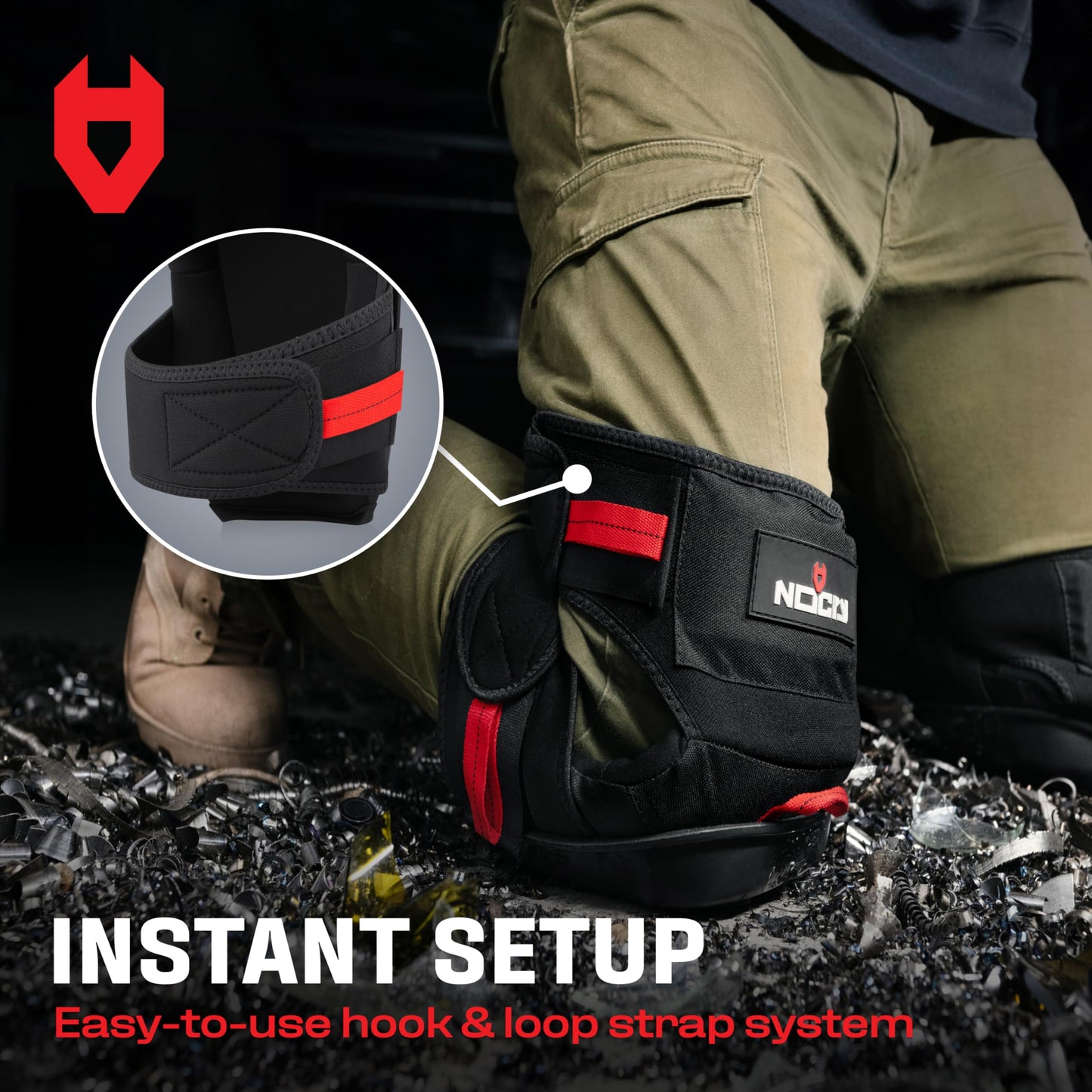 NoCry Professional Gel Knee Pads for Work — Heavy Duty Anti-Slip Cap, Extra Dual-Layer Foam and Cushion, Reinforced Adjustable Non-Slip Straps, Built-in Hangand Pull Loops, Fits Men Women, Black