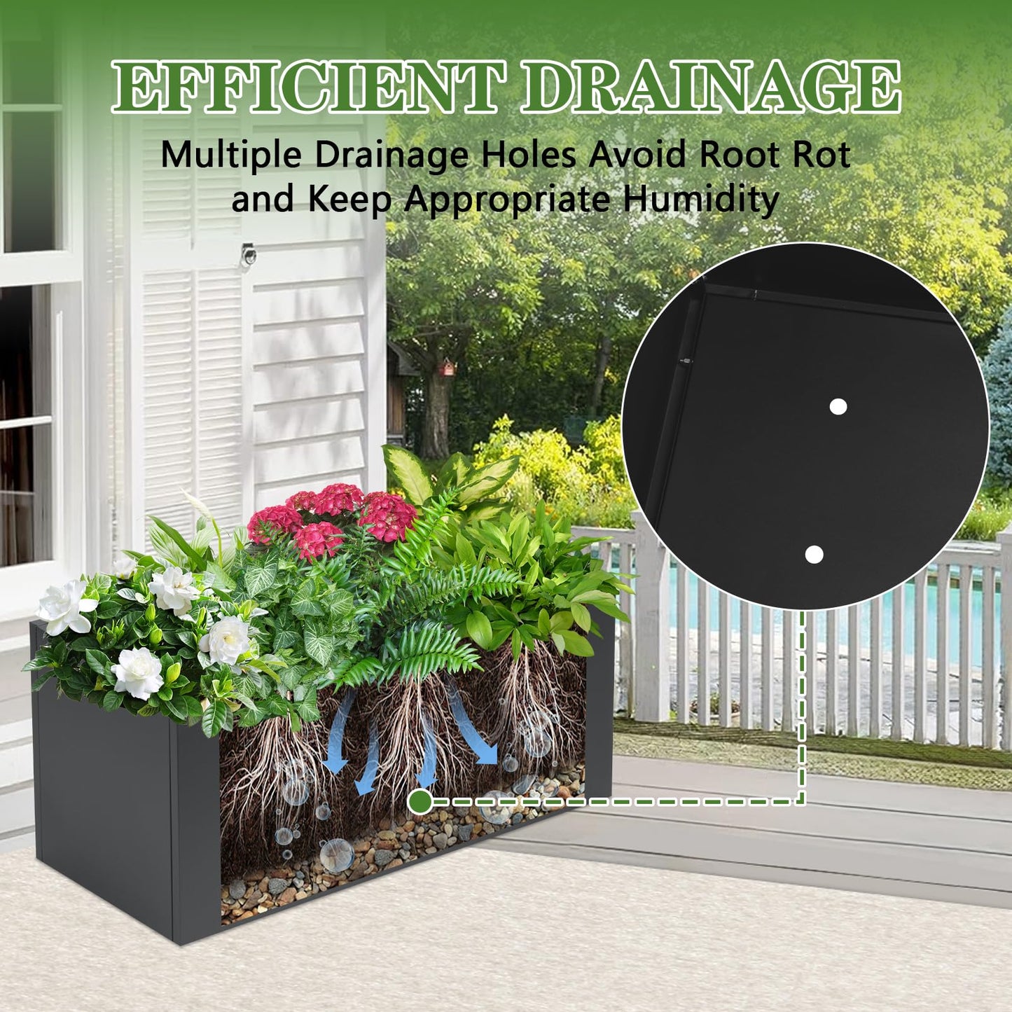 FORJAMINT Metal Planter Boxes 36" L×16" W×16" H Outdoor Rectangular Planter with Removable Insert Shelf，Black Planter Boxes Outdoor, Tall Planter Heavy Duty for Indoor and Outdoor
