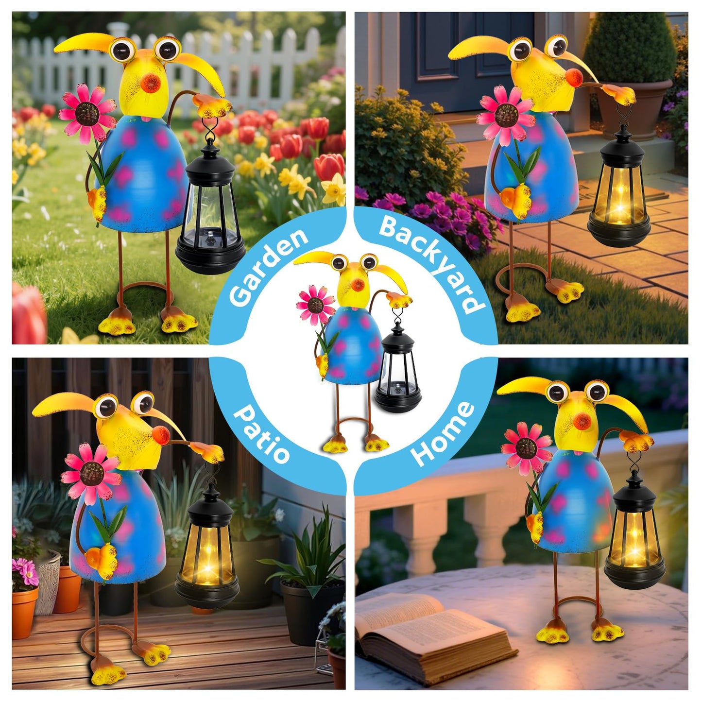 Garden Decor Dog Solar Statues, Unique Garden Statues Dog with Solar Lantern Waterproof, Birthday Gifts for Women Mom Grandma,Front Patio Balcony Yard Art Lawn Ornaments Porch Outdoor Decorations