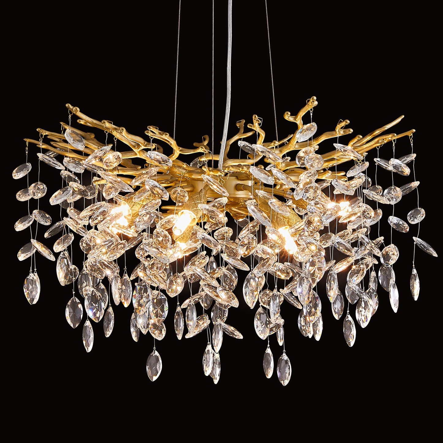 witkey Modern Tree Branch Crystal Chandelier Luxury Gold Crystal Pendant Lighting 23.6" Contemporary 8-Light Chandeliers for Dining Room Kitchen Bedroom Living Room