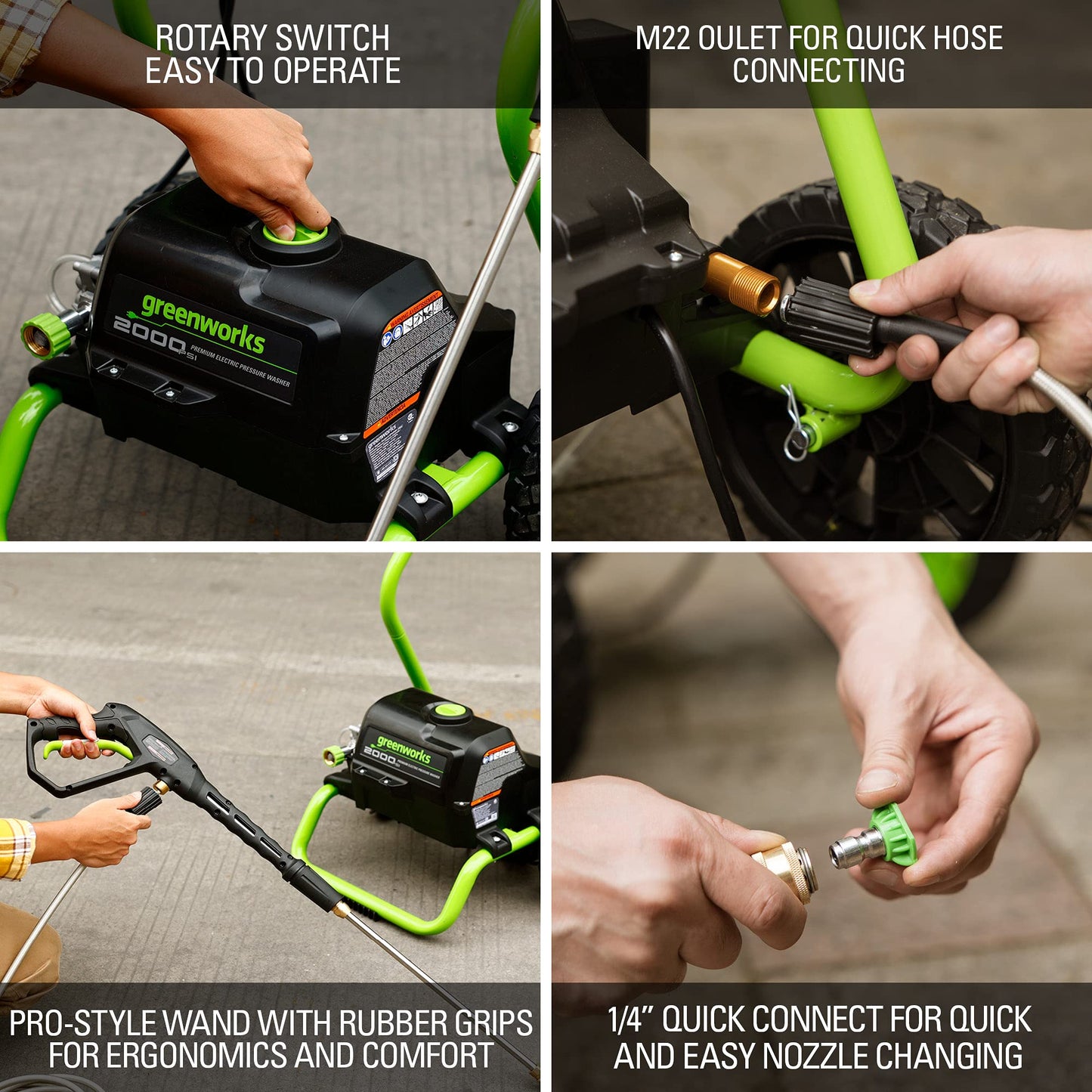 Greenworks 2000 Max PSI @ 1.1 GPM (13 Amp) Electric Pressure Washer GPW2000-1RG