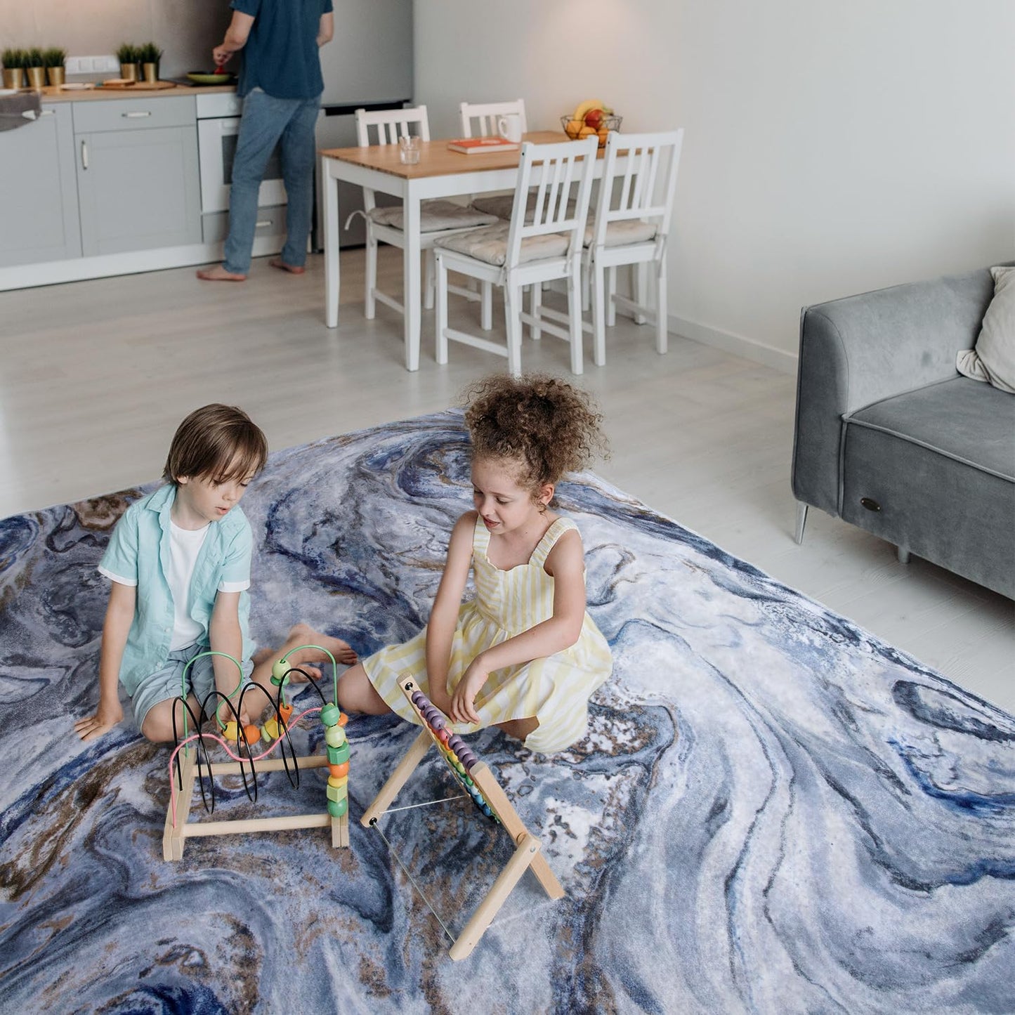 6x9 Area Rugs for Living Room, Modern Abstract Rug for Bedroom, Contemporary Machine Washable Rug, Large Stain Resistant Carpet for Dining Room Playroom Home Office, Pet & Kids Friendly