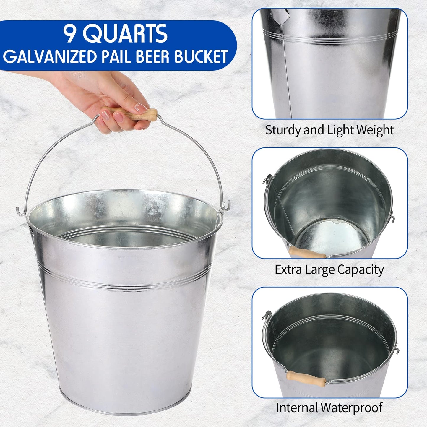 Didaey 12 Pcs 12 Pcs Large Galvanized Metal Buckets with Handle 10 Inch Heavy Duty Stainless Steel Pails Round Pail for Party Wedding, Crafts, Utensils, Table Centerpieces (Silver)