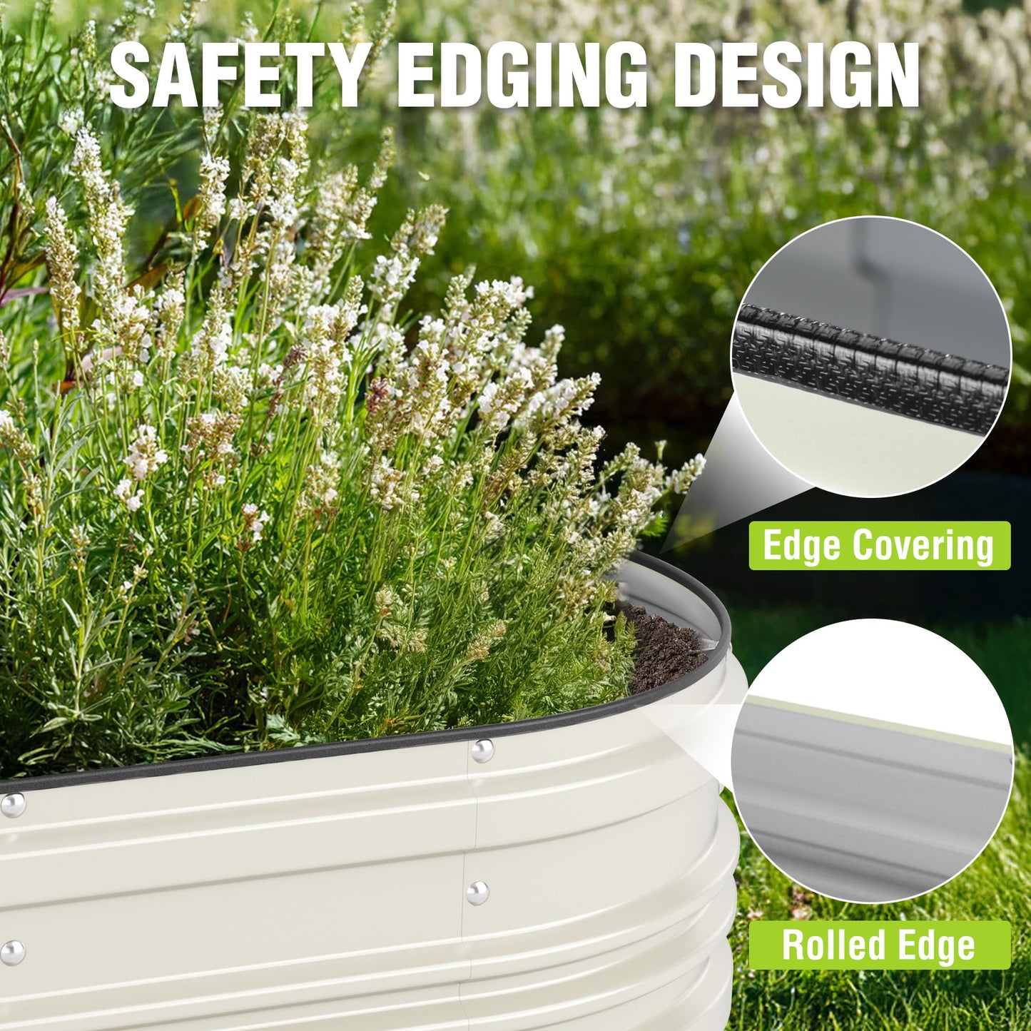 WORKPRO 2PK 4x2x1ft Outdoor Galvanized Raised Garden Bed Kit, Rust & Corrosion Protection, Easy Assembly, Safe Edge, Ideal for Vegetables & Flowers, White