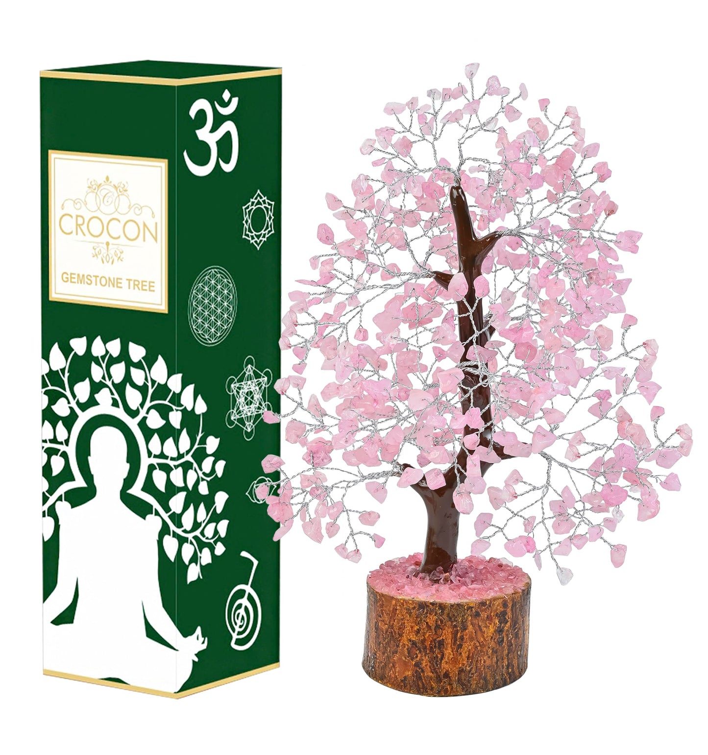 Crocon® Rose Quartz Crystals Tree, Birthday Gifts for Women, Mom, Sister & Girlfriend | Pink Room Decor Healing Crystals | House Warming Gifts Unique Spiritual Present Idea for Woman & Men Decoration