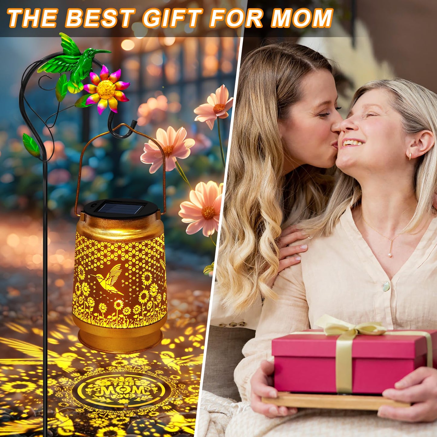 Mothers Day Gifts Solar Lanterns Outdoor Waterproof Hummingbird with Shepherd Hook,Hummingbird Garden Decor Birthday Gifts for Women Mom,Hanging Solar Lights Metal Bird Decorative for Yard,Patio,Porch