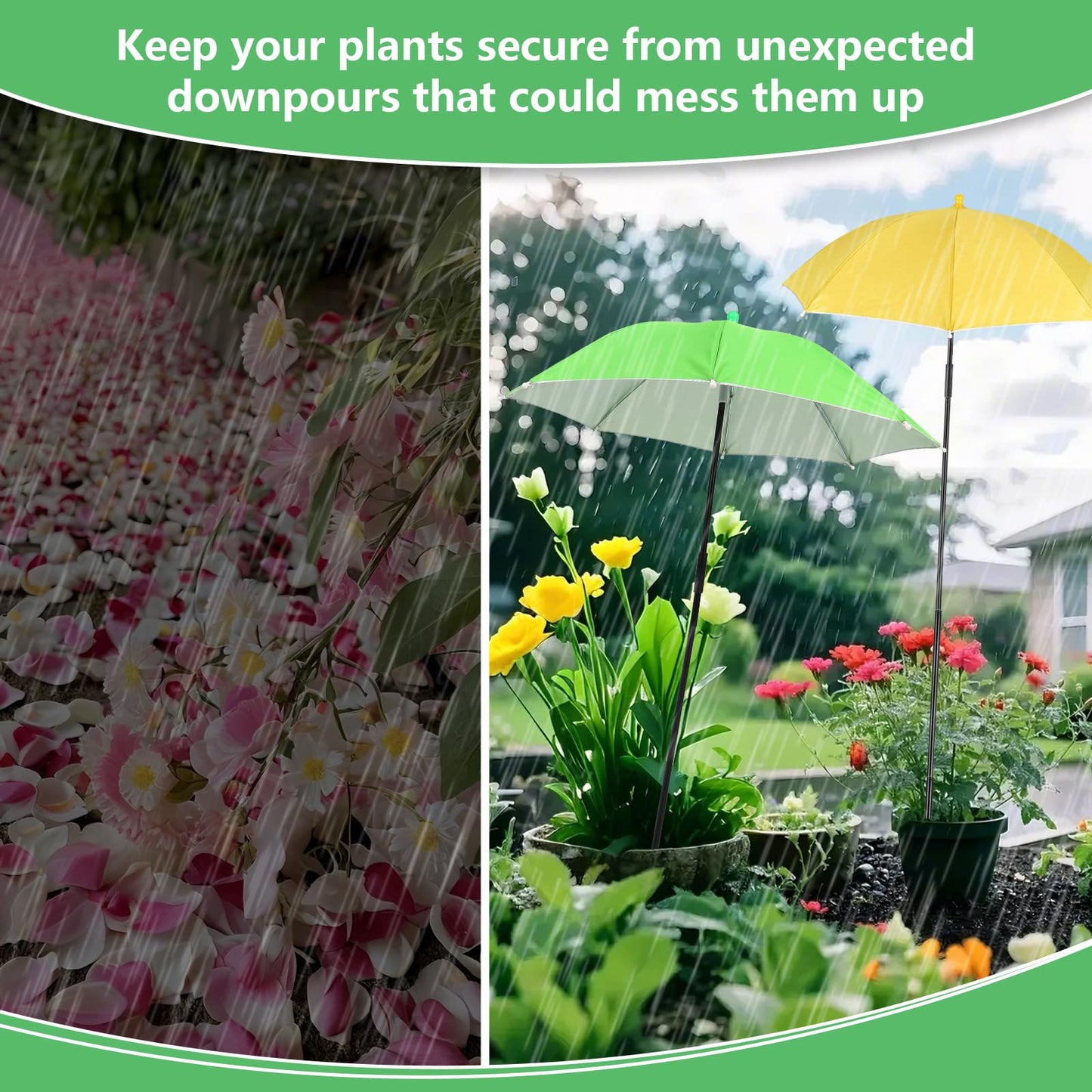 Tryly Plant Umbrellas for Outdoor Plants, Garden Umbrella Shade for Potted Plants and Garden Beds, Provide Shade to ‌Defend Plants From Blazing Sun (1Green 1Yellow)