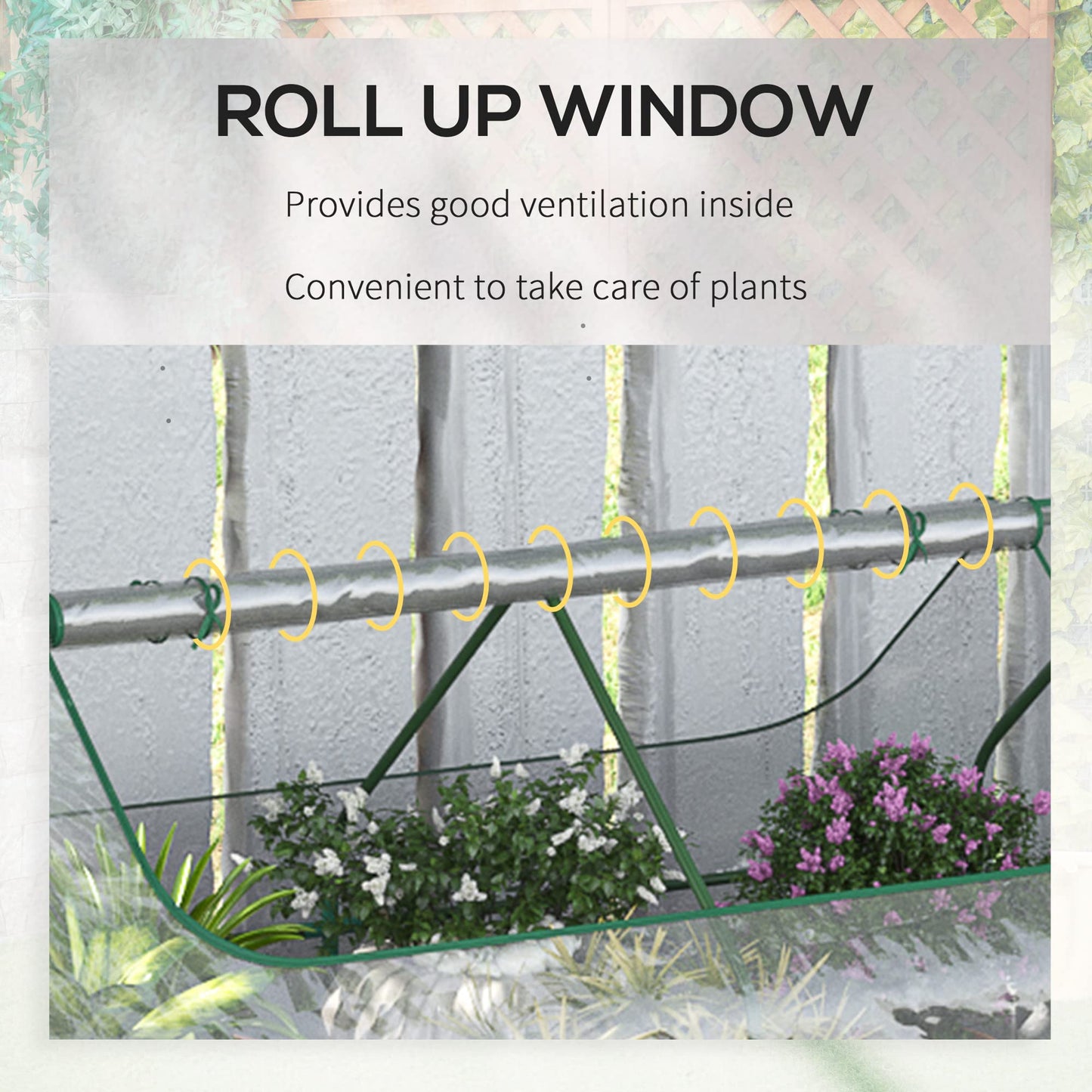 6' x 3' Galvanized Raised Garden Bed with PVC Greenhouse Cover, Outdoor Metal Planter Box with 2 Roll Up Windows for Growing Flowers, Fruits, Vegetables and Herbs, Light Gray