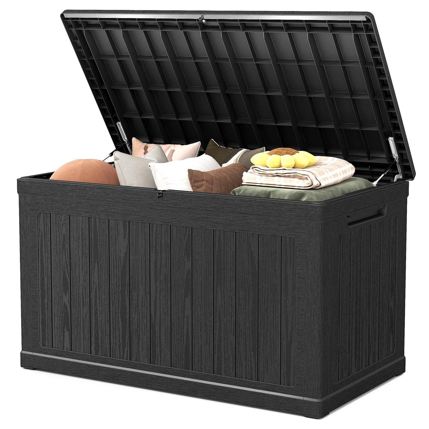 Skepphlay 230 Gallon Deck Box Extra Large, Outdoor Storage Box Lockable, Patio Storage Box Waterproof and UV Resistant, 1000lbs Load Capacity for Garden, Patio, Pool (Black)
