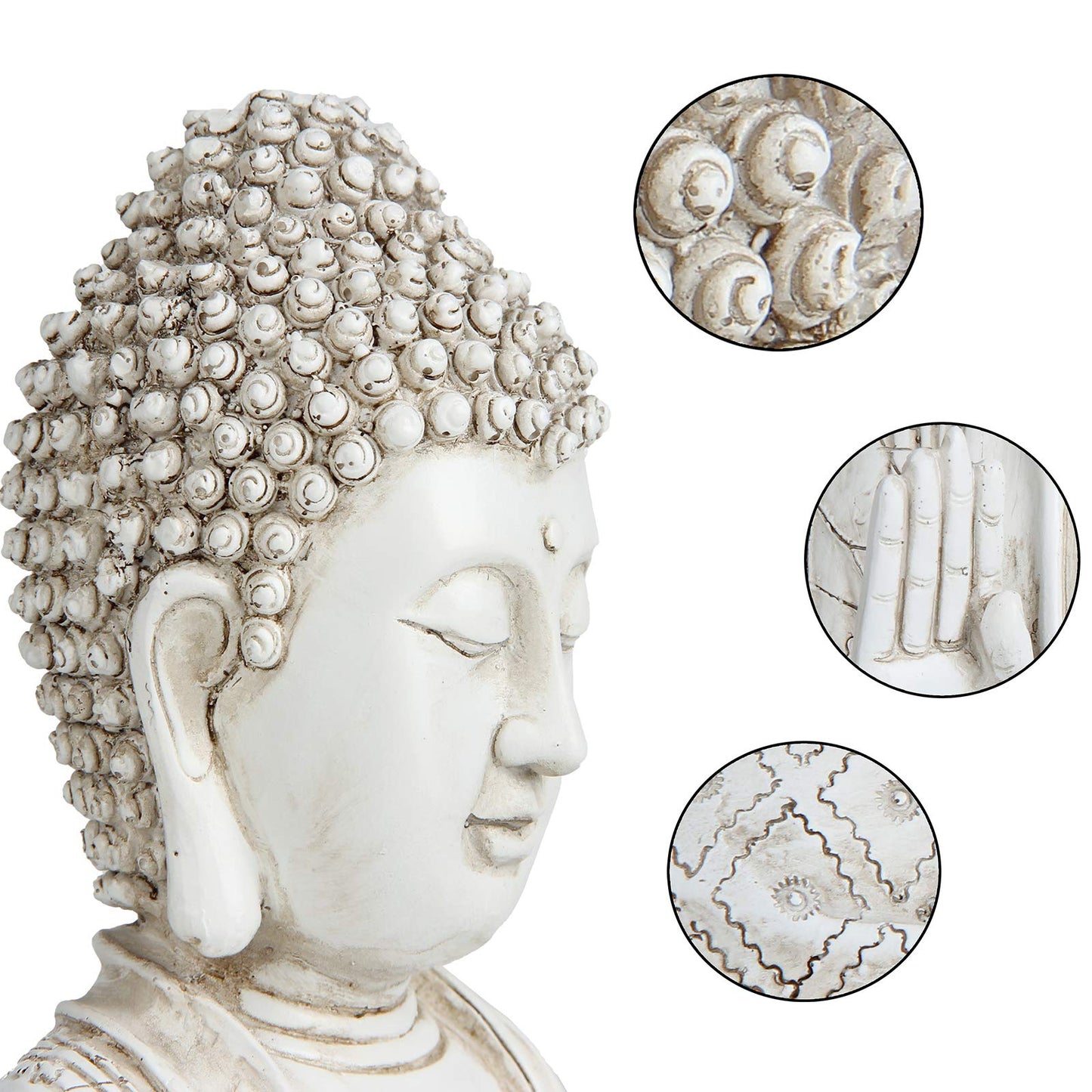 Leekung Buddha statue for home decor accents,laughing buddah statue for meditation zen garden spiritual room feng shui desk table yoga decor,small buda budda home decorations gifts antique ivory white