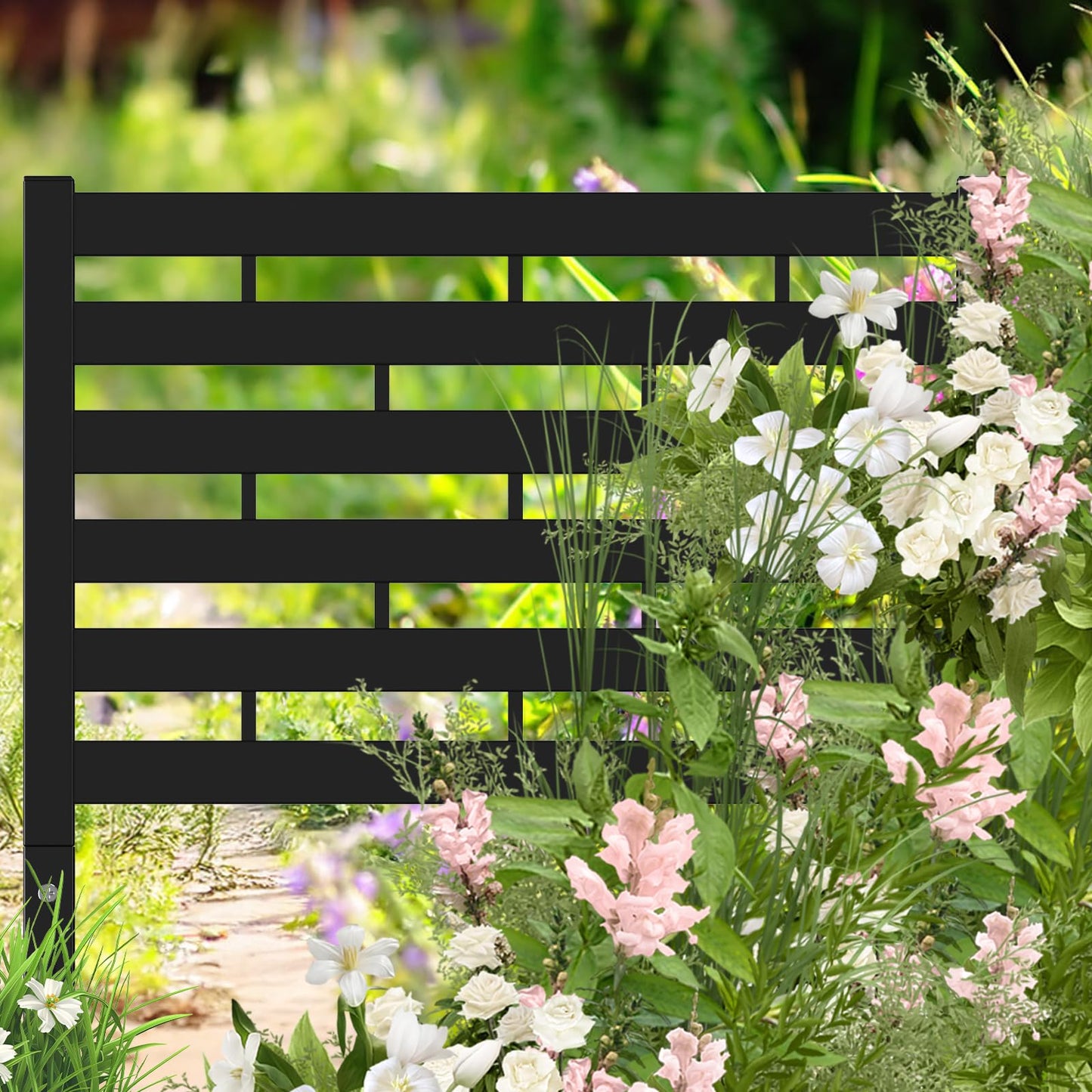 Garden Fence Animal Barrier 12 Pack No Dig Plastic Fence Panels Privacy Fence Screen Air Conditioner Fence Dog Fencing Outdoor for Yard Patio Garden Beds Black