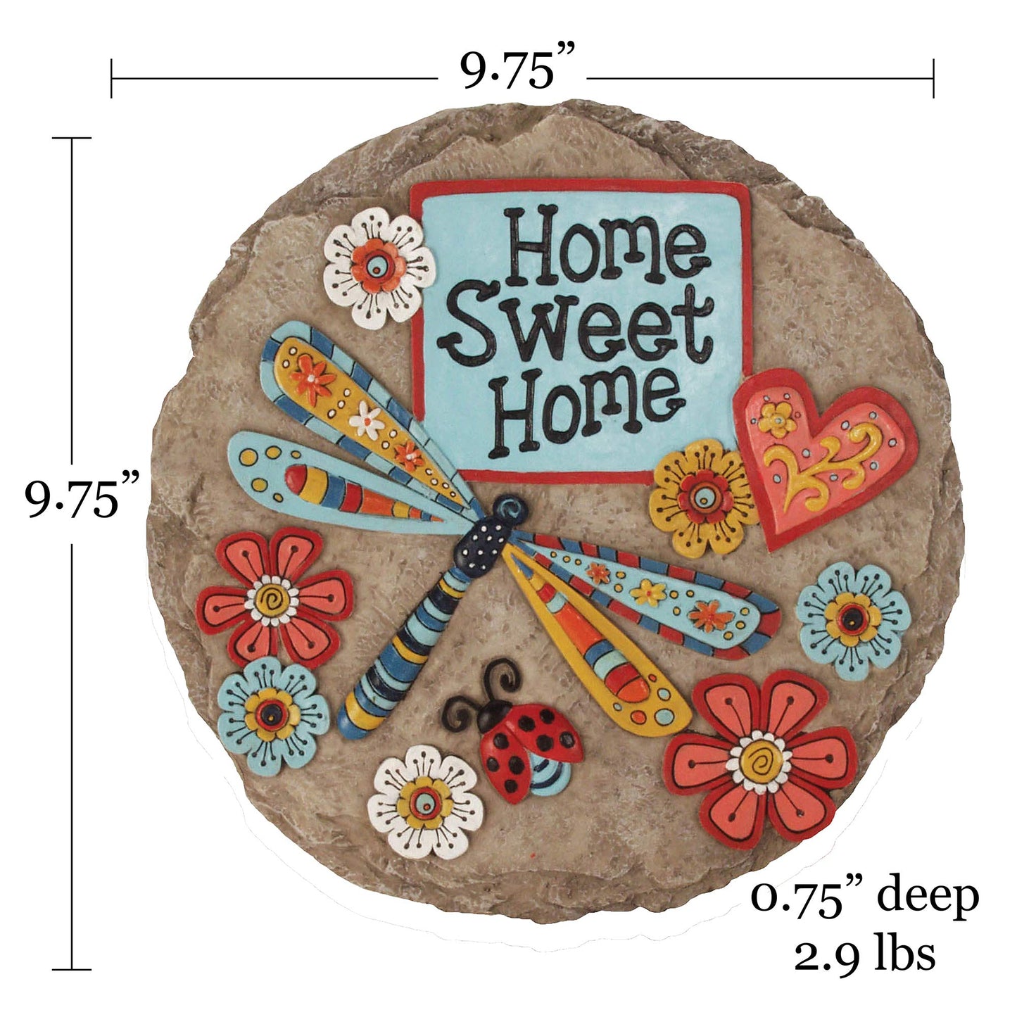 Spoontiques - Garden Décor - Home Sweet Dragonfly Stepping Stone - Decorative Stone for Garden