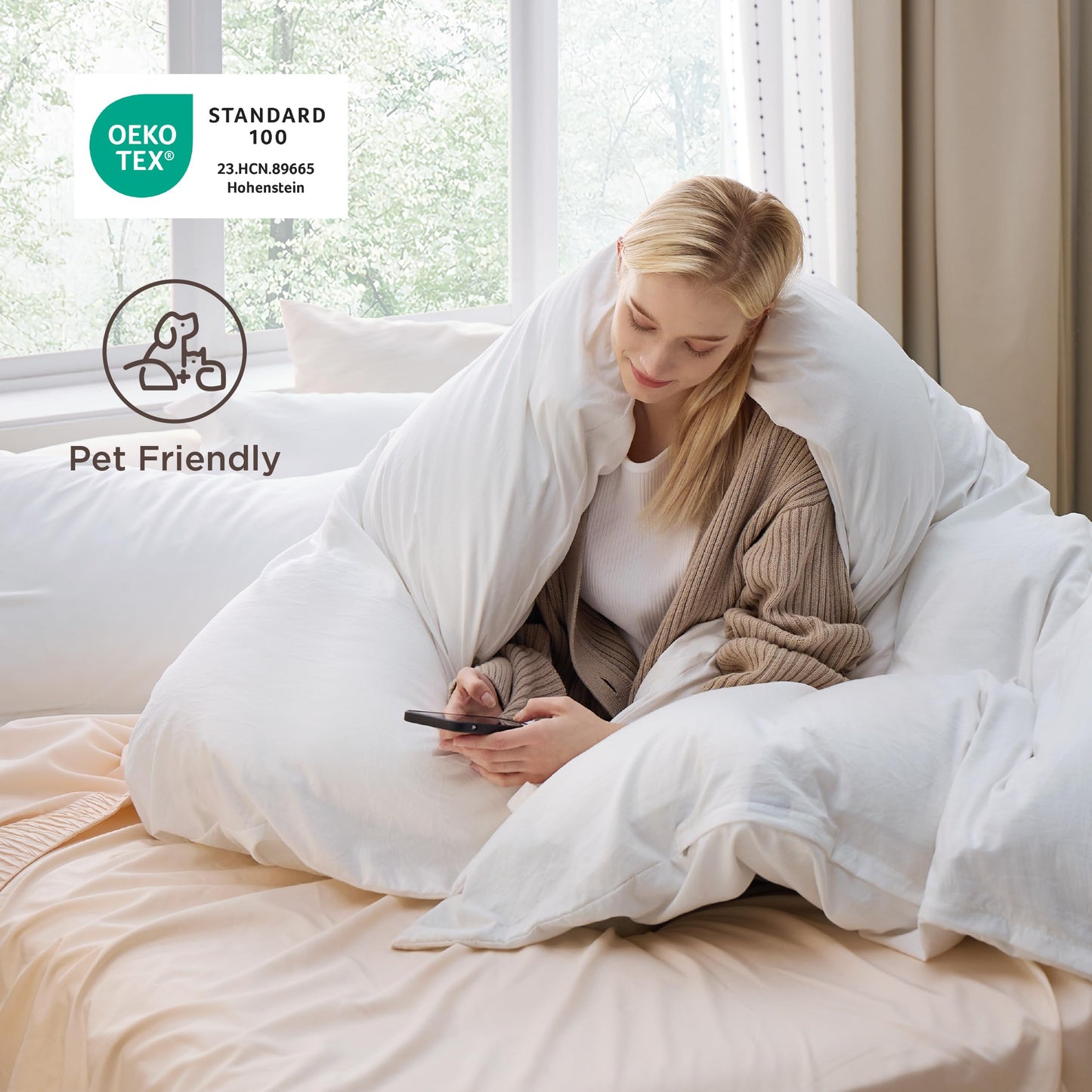 Bedsure White Duvet Cover Queen Size - 3 Pieces Prewashed Cotton-Like Polyester Extra Soft Bedding Set, Includes 1 Duvet Cover 90x90 Inches with Zipper Closure & 2 Pillow Shams, Comforter Not Included