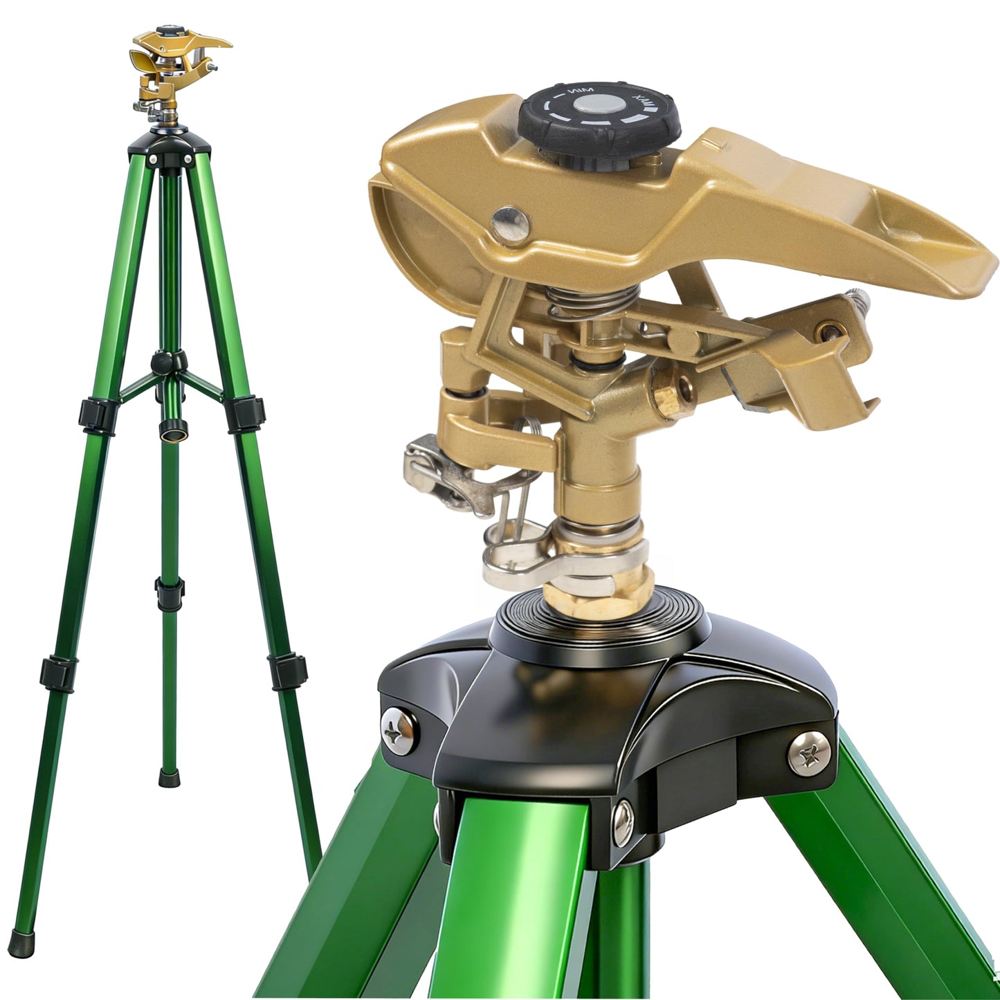 Hourleey Impact Sprinkler on Tripod, Rotating Water Sprinklers for Yard Lawn and Garden, Heavy Duty 360 Degree Irrigation Sprinkler with Zinc Head and 3/4" Connector for Outdoor