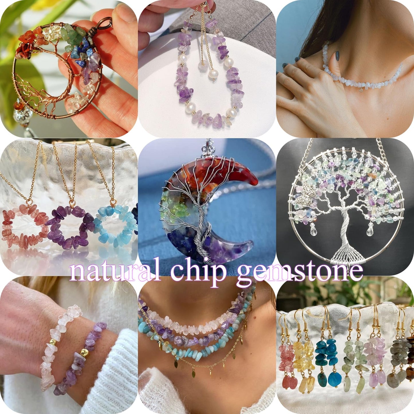 400pcs Natural Chip Stone Beads for Jewelry Making Amazonite 5-8mm Irregular Gemstones Healing Crystal Loose Rocks Bead Hole Drilled for Ring Earrings Necklace Bracelet Making DIY Art Crafts