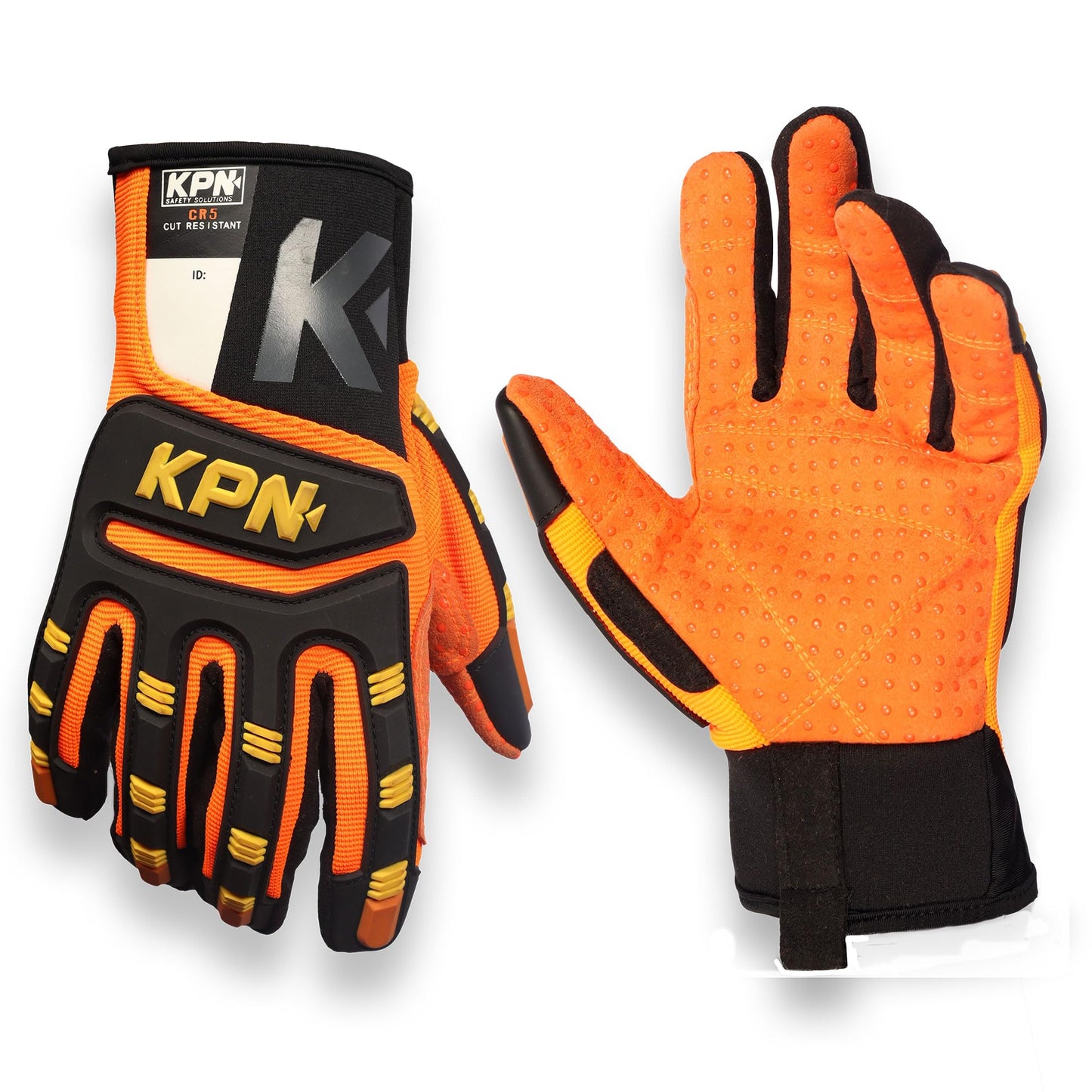 KPN CR5 Work Gloves for Men & Women, Cut & Impact Resistant with Dotted Synthetic Palm Grip, for Mechanical & Heat Hazards - Large (Pack of 1)
