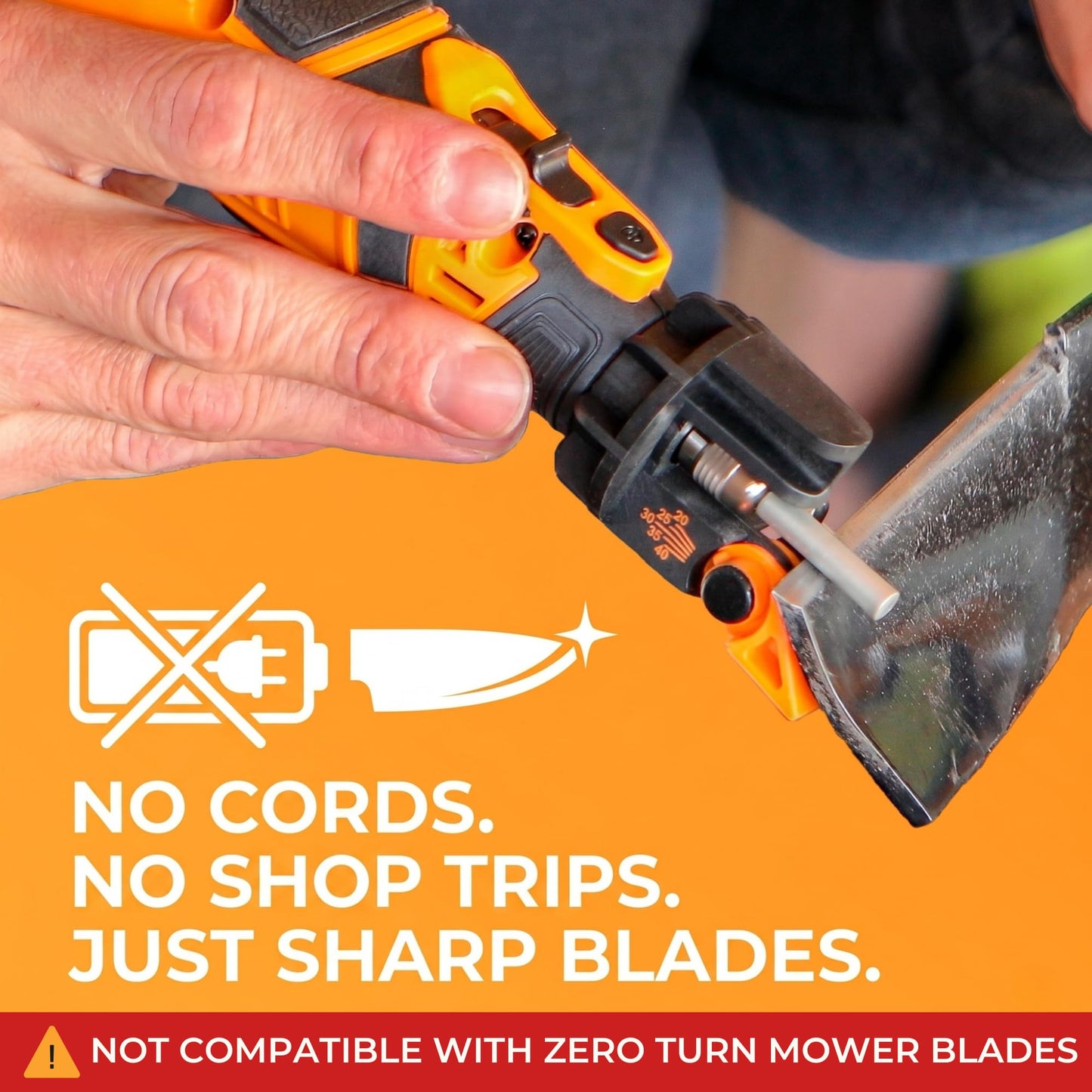 Sharp Pebble Cordless Lawn Mower Blade Sharpener – Adjustable 20°- 40° Angle Guide-Rotary Tool with Replaceable Sharpening Wheel Bits & Fast Rechargeable Battery – Effortless Precision for Lawn Care