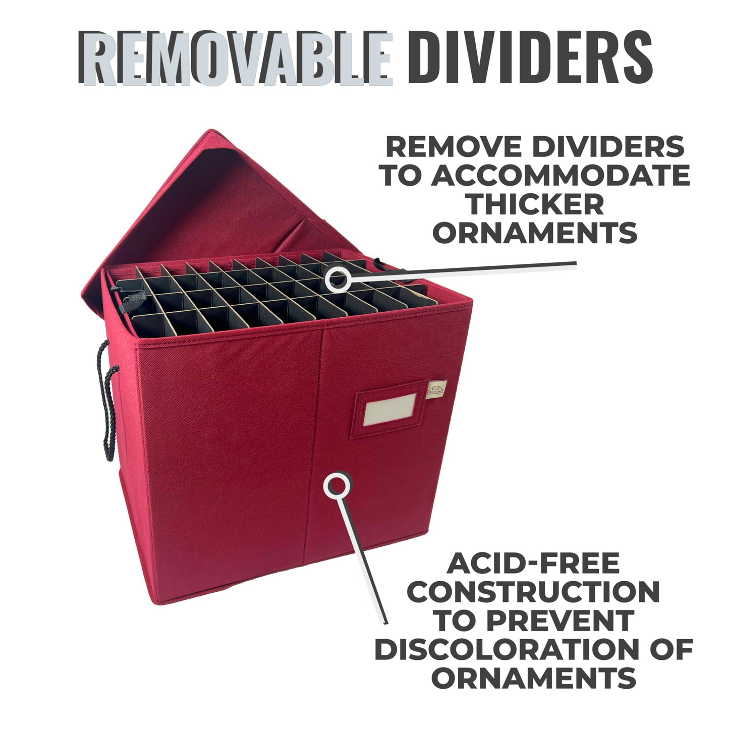 612 Vermont Slim Ornament Storage Box with Adjustable Acid-Free Dividers, Holds 120 Ornaments (SB-40061-VT)