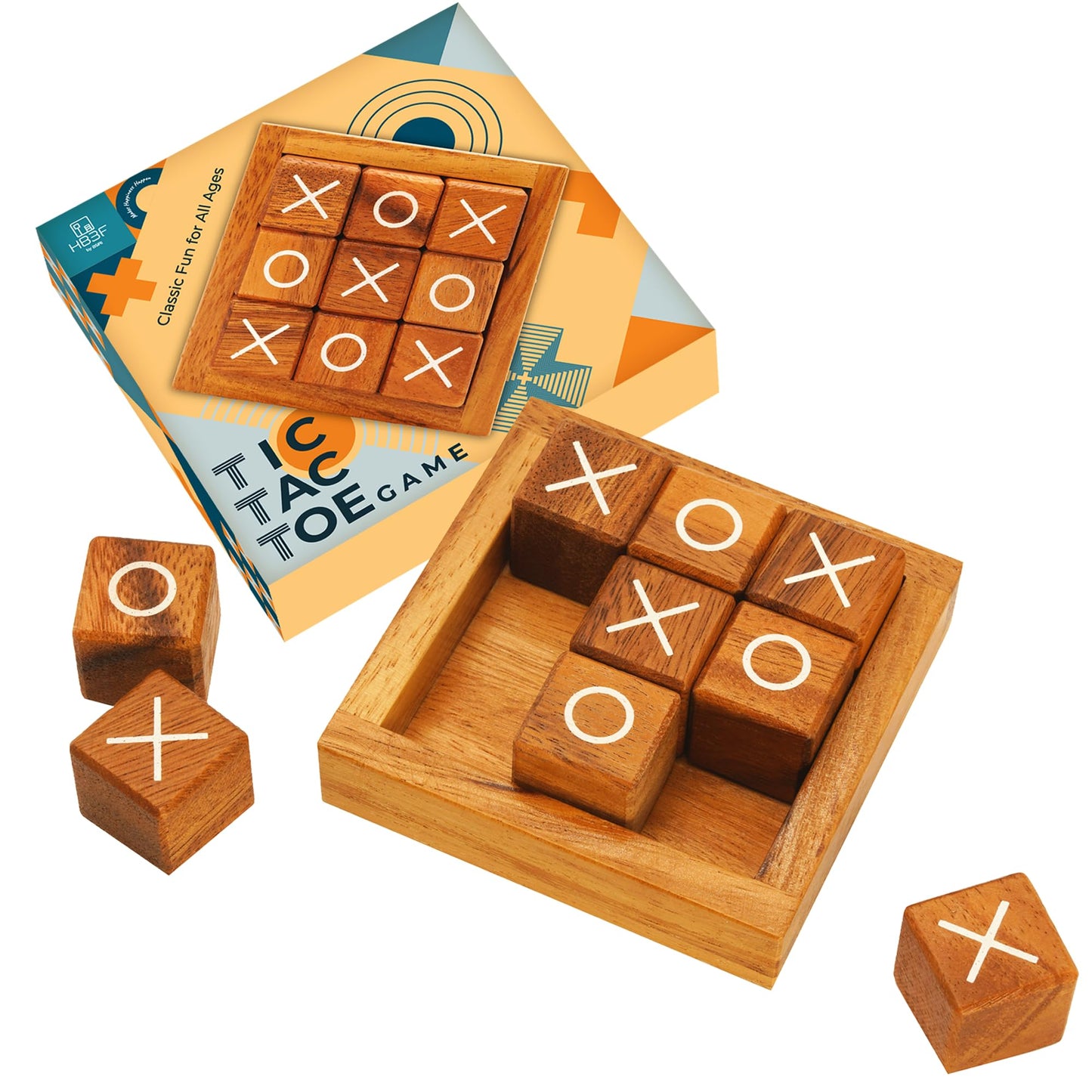 BSIRI Wooden Tic Tac Toe Coffee Table Decor Game Living Room Home Office Decorative Small Desk Bar Top Classic XO Tictactoe Toy Board Travel Size Wood Mini Gifts for Family Games and Gifts for Adults