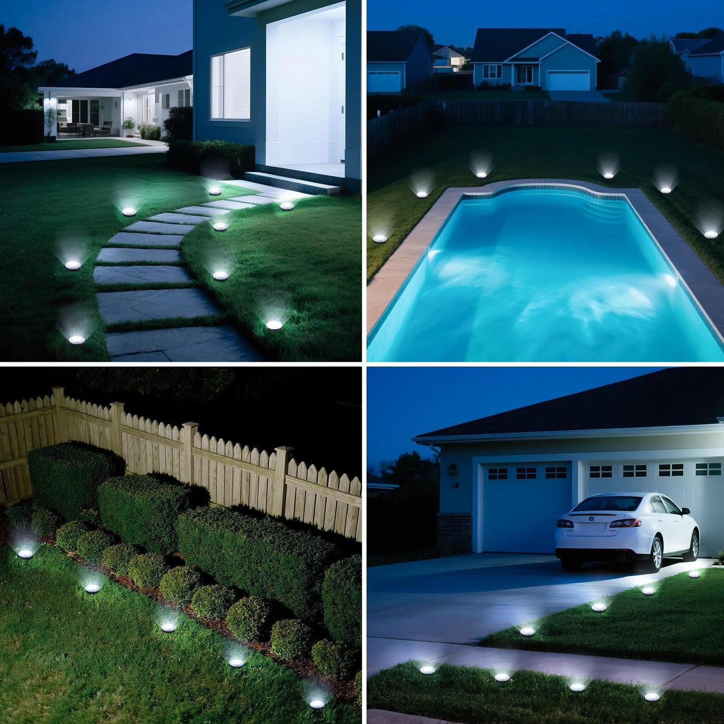 vighep Mini Solar Ground Lights, 12 Pack 2.2 Inch Solar Lights Outdoor Waterproof, Mow‑Over Safe, Upgraded LED Flat Landscape Lighting for Outside Pathway Garden Patio Yard Driveway,Cold White