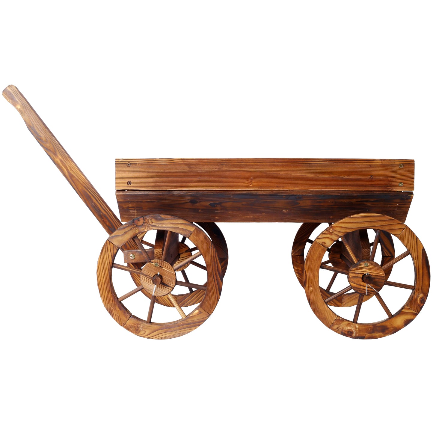 Wood Wagon Flower Planter Pot Stand W,Wheels Home GOutdoor Decor