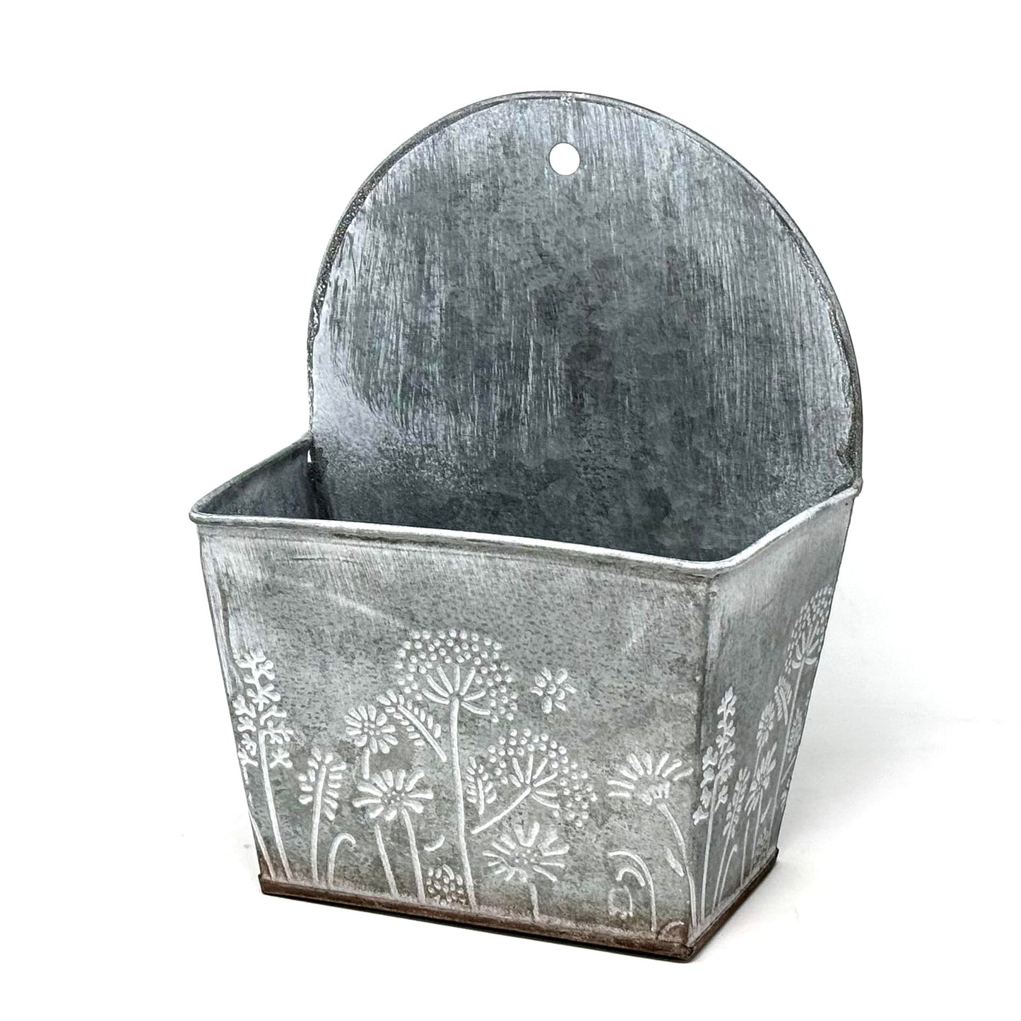 allgala Galvanized Planter Wall Mount Hanging Pot Indoor and Outdoor Decoration-Wall Grey-8"-HD88327