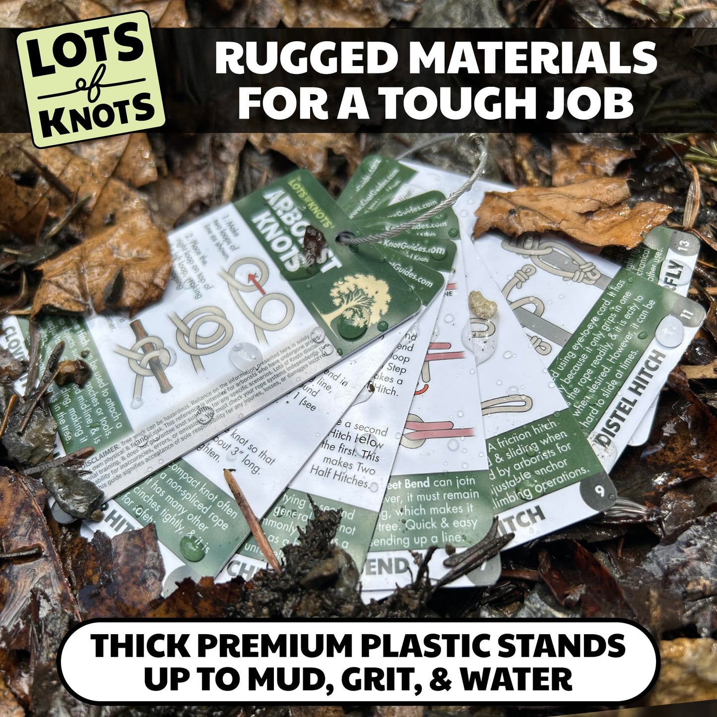 Arborist Knots - Knot Cards for Tree Climbing and Tree Trimming - 14 Page Waterproof Pocket Guide for Arborist Equipment Kit
