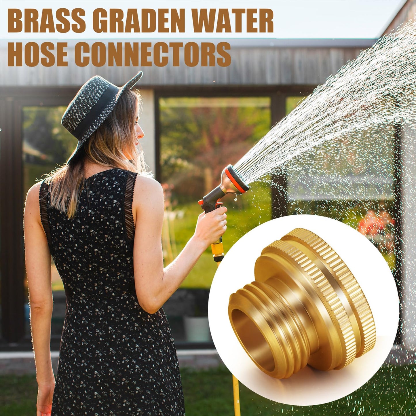 Solid Brass Garden Hose Adapter, 3/4'' GHT Garden Male x 1'' NPT Female Connector, 1 Inch Male Hose Thread to 1.3 Inch Pipe Fittings Thread, with Rubber Gasket