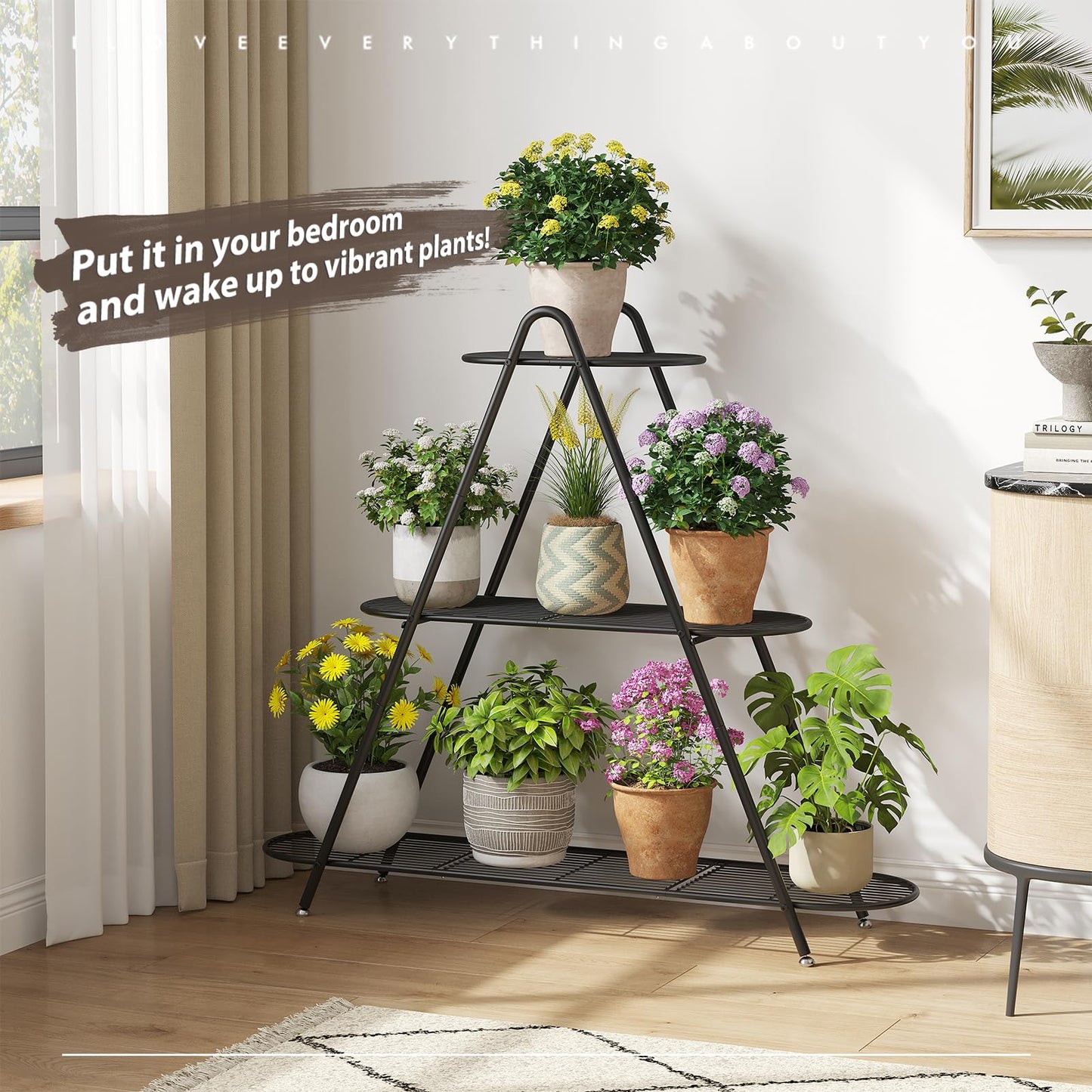 STDDRE Plant Stand Indoor Plant Shelf Outdoor Corner Tall Plant Rack 3-Tier Large Metal Plant Holder Heavy-Duty Flower Rack for Patio,Living Room,Garden Decor (Black)