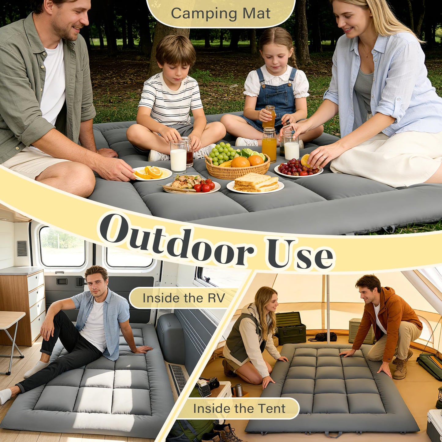 DOWNSTORIA Japanese Floor Mattress, Foldable Futon Mattress Tatami Mat with Handle, Roll Up Camping Sleeping Pad for Adults, Guestroom Floor Bed, Twin Size, Grey