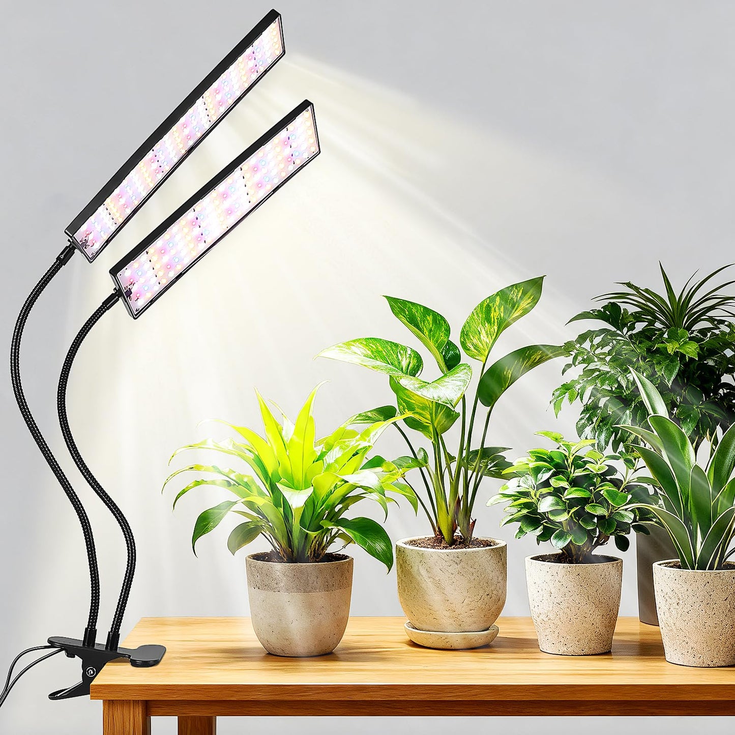 TONYFUL LED Grow Light 20W, 240 LEDs Full Spectrum Clip Plant Growing Lamp with White Red LEDs for Indoor Plants, Indoor Plants Growing Lamps,10 Dimmable Levels, Auto ON & Off with 3/9/12H Timer
