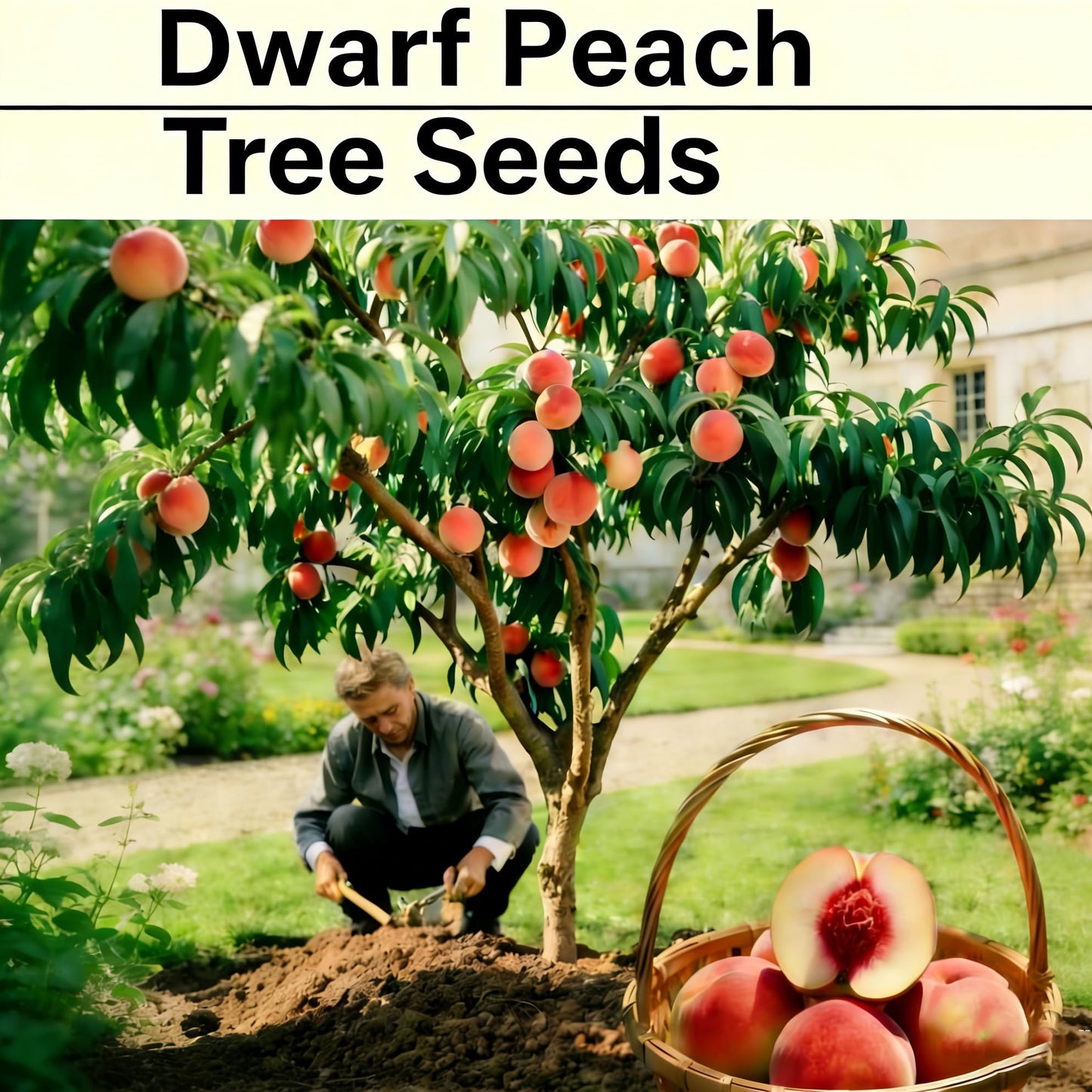 Mixrug Organic Dwarf Peach Seeds for Planting Outdoor, 5pcs Perennial Organic Peachs Fruit Tree Seeds Sweet Edible Plants, Non-GMO Heirloom Sweet Juicy Fruits Plants in Your Home Garden