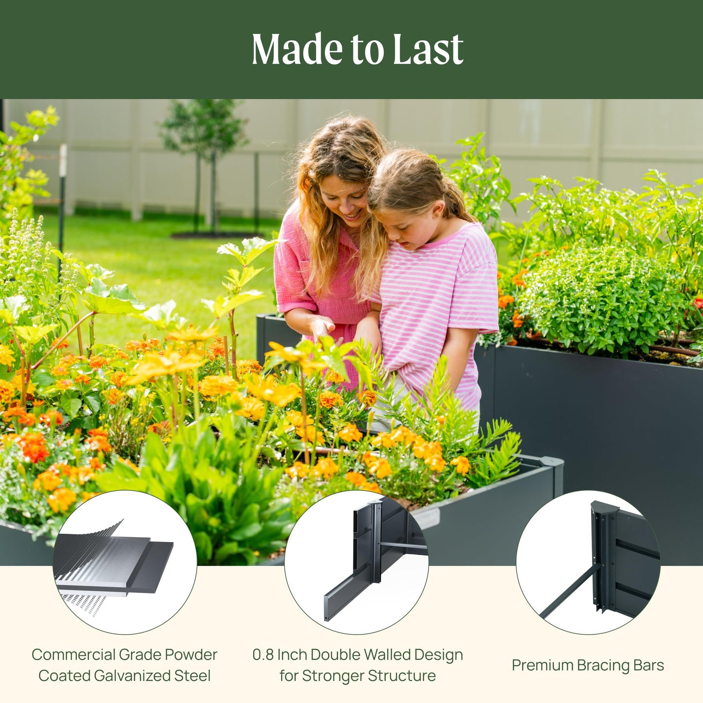 Vego garden 32" Extra Tall Raised Garden Bed, 27" x 53" Modern Raised Garden Beds Kit, Metal Planter Box for Vegetables Flowers Fruits, Midnight Blue
