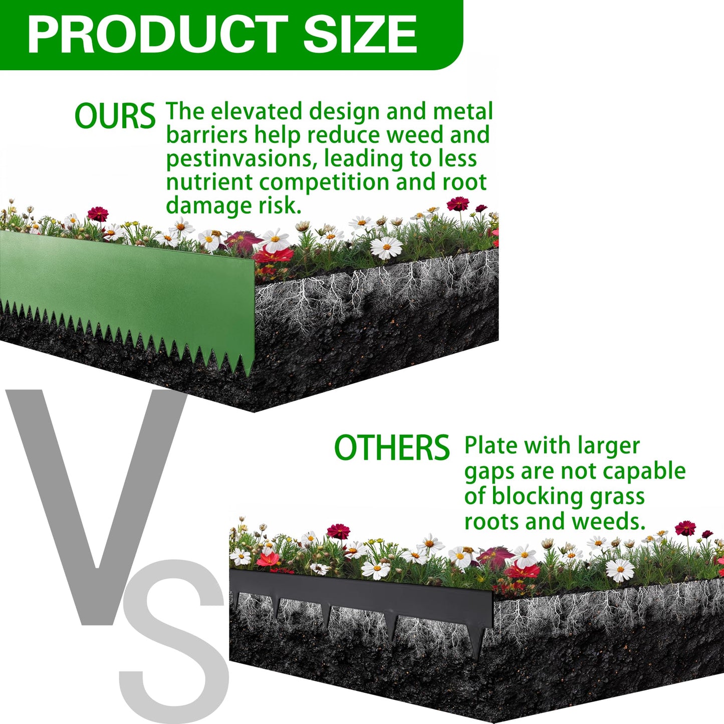BLENNACY Metal Landscape Edging 6 Pack 40" L x 6" H,Galvanized Bendable Metal Garden Edging,Hammer- in Steel Landscape Edging with a Pair of Gloves and 7 Clips,Green (20 FT Total)