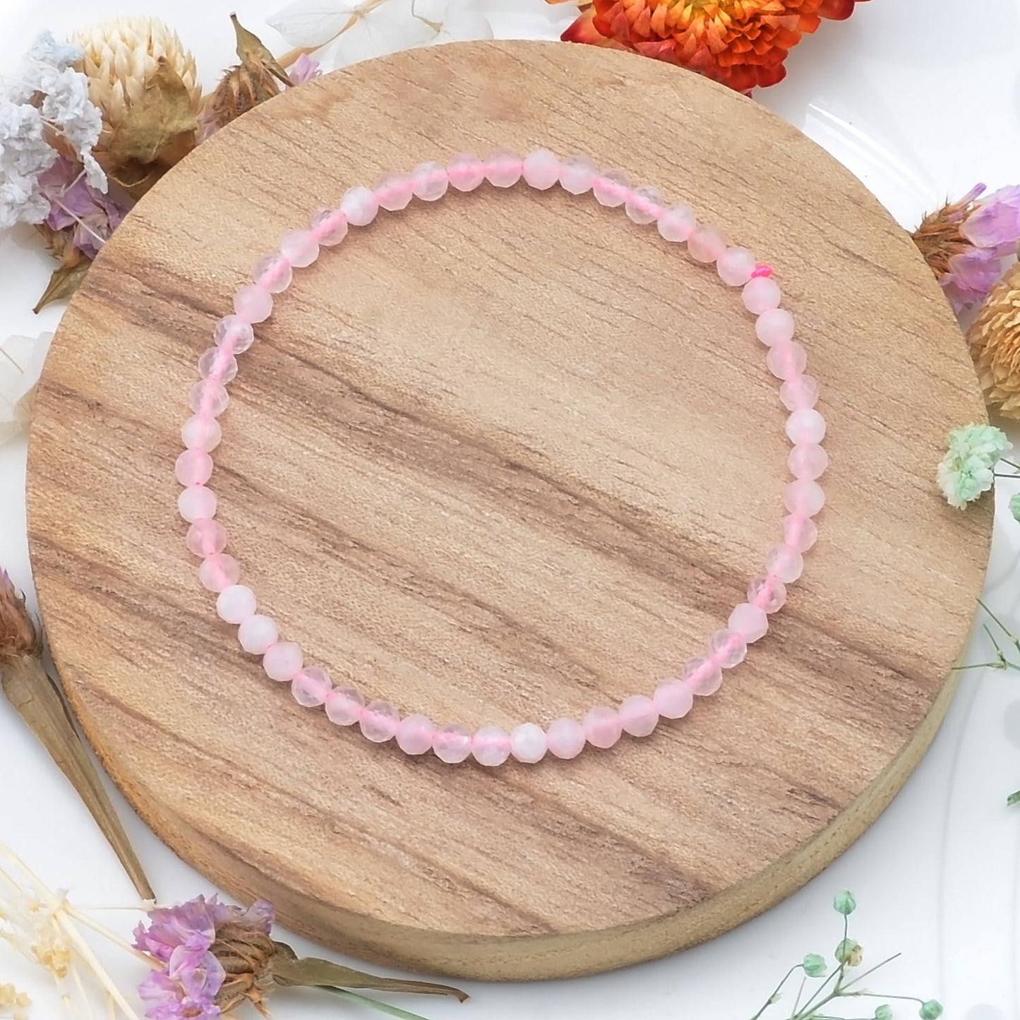 MASSIVE BEADS Natural Genuine Gemstone Beads Healing Crystal Chakra Reiki Jewelry Faceted Round Beads Bracelets (Rose Quartz, 3mm)