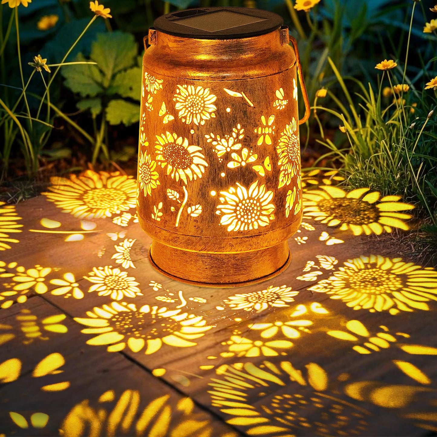 Sunflower Solar Lanterns Outdoor Waterproof, Mothers Day Gifts for Women Mom Grandma, Metal Hanging Lantern Solar Lights LED Decoration with Shepherd Hook Outside for Yard, Patio, Porch, Garden Decor