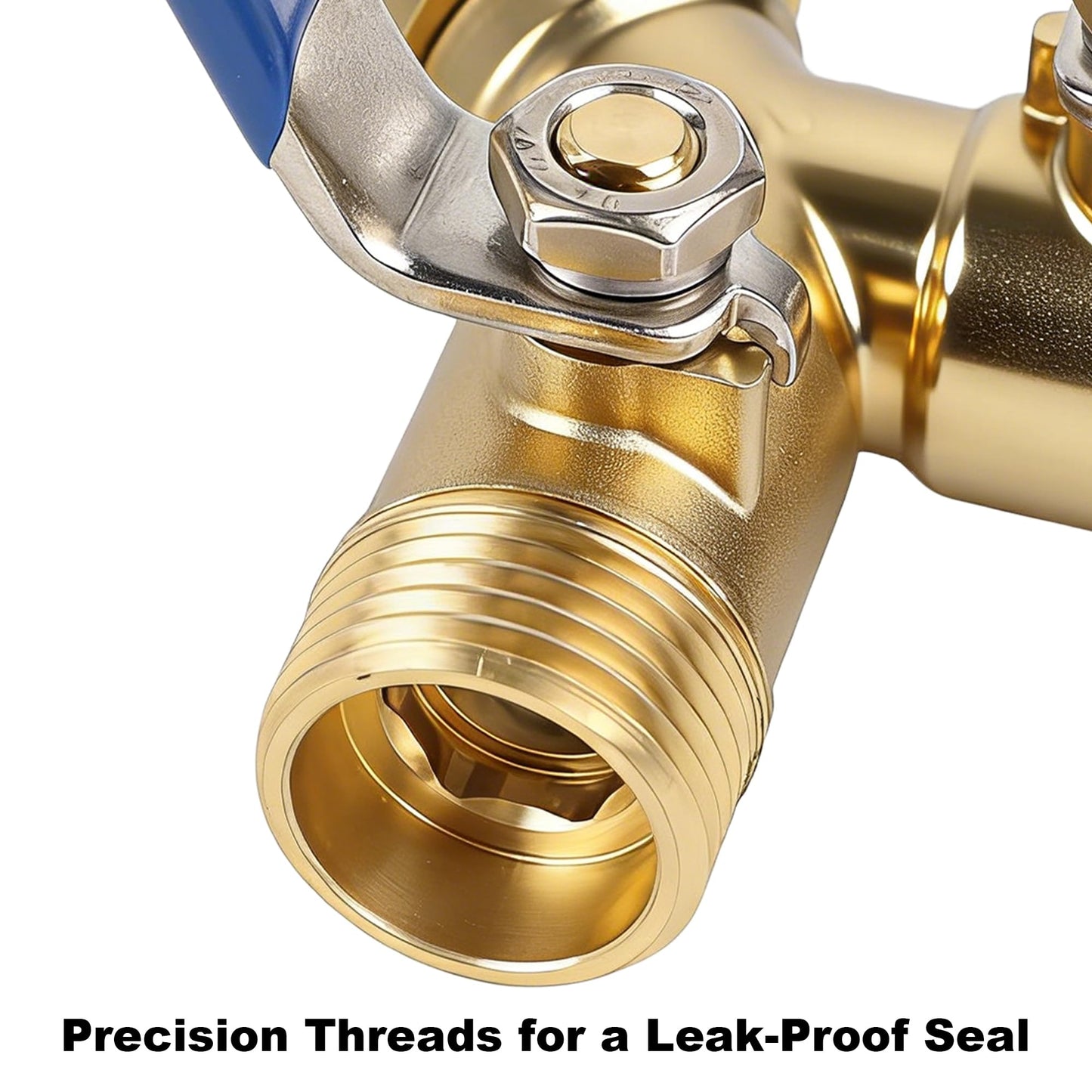 Triumpeek 2-Way Garden Hose Splitter, Solid Brass Y Connector with 3.6-Inch Ergonomic Handles, Full Flow 3/4" GHT Thread for Outdoor Faucet, Sprinkler & Irrigation