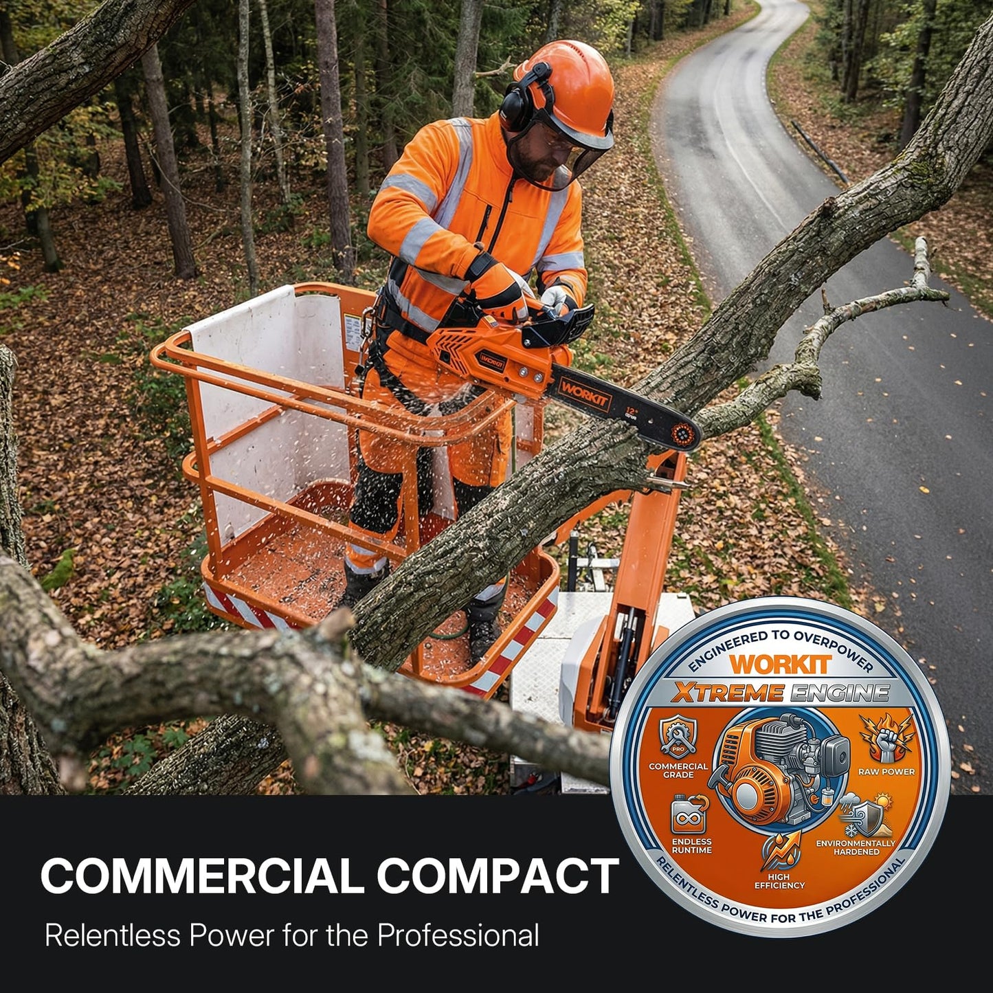 WORKIT 25.4CC Gas Powered Chainsaw, 12-Inch 1.2HP Top Handle Gas Chainsaw Easy Start, 2-Cycle Xtreme Engine, Commercial Grade Petrol Small Chain Saw with Auto Oiler, Wood Cutting and Tree Pruning
