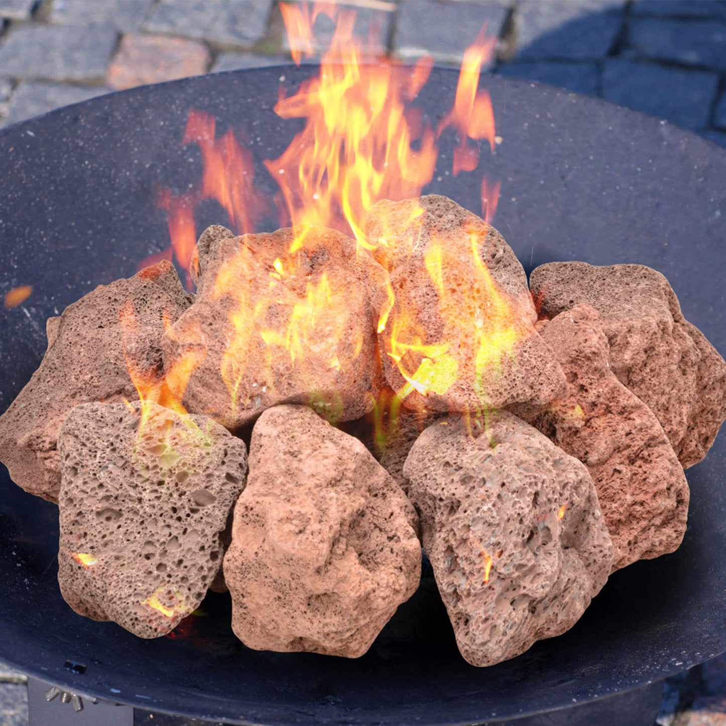 Skyflame 10LB Natural Lava Rocks for Fire Pits, Fire Tables, Fireplaces, Garden Landscaping Decoration, Indoor and Outdoor Use, 3"-5" Sizes, Red