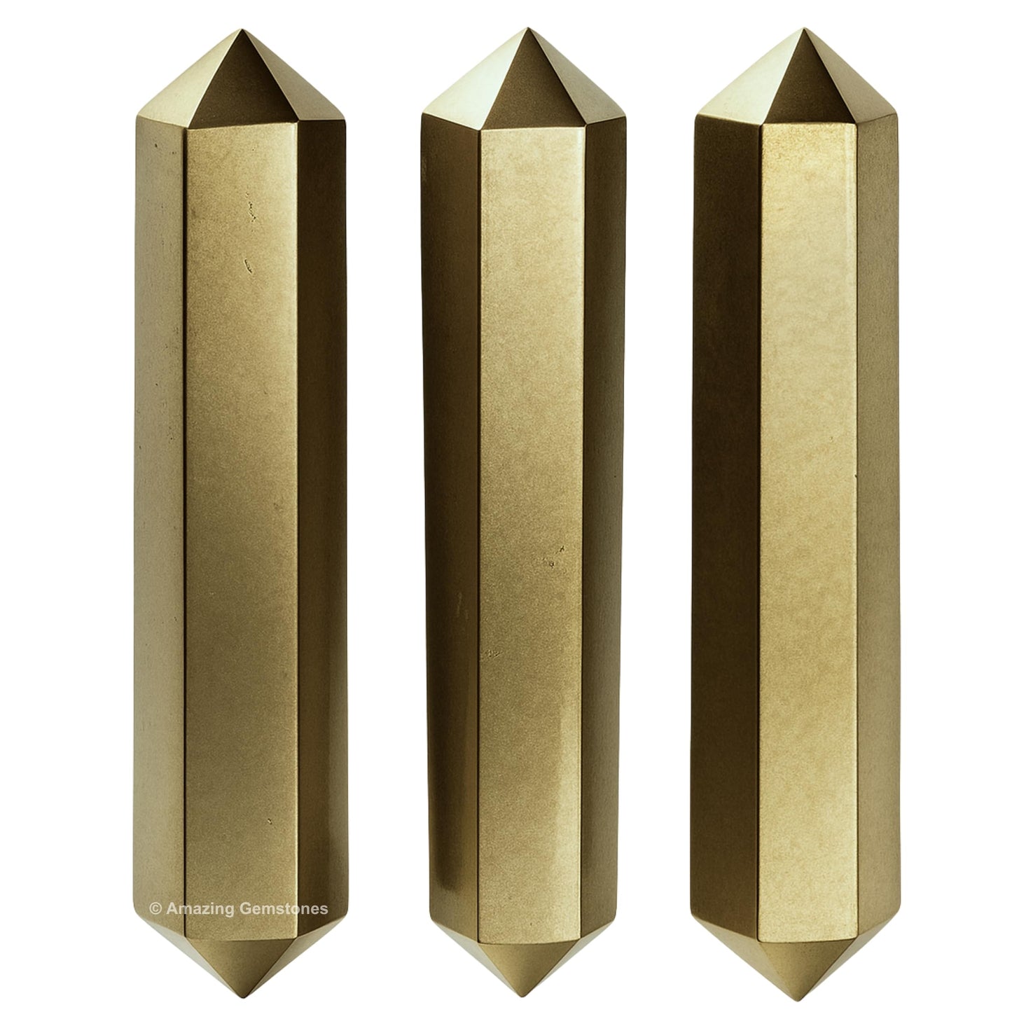 Amazing Gemstone Pyrite Crystal Points Bulk Healing Crystals - Pack of 3 Double Terminated Healing Wand Point Bulk Crystals for Crafts, Crystal Grid - Premium Crystals for Beginners Gifts